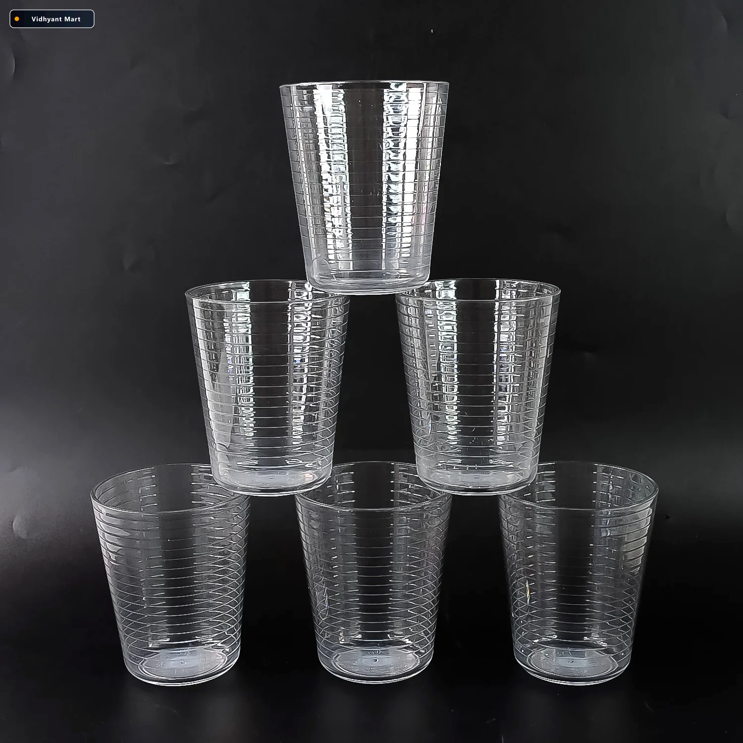 Vidhyant Mart Plastic Ringo Glass Durable 300ml Crystal Clear Tu 3