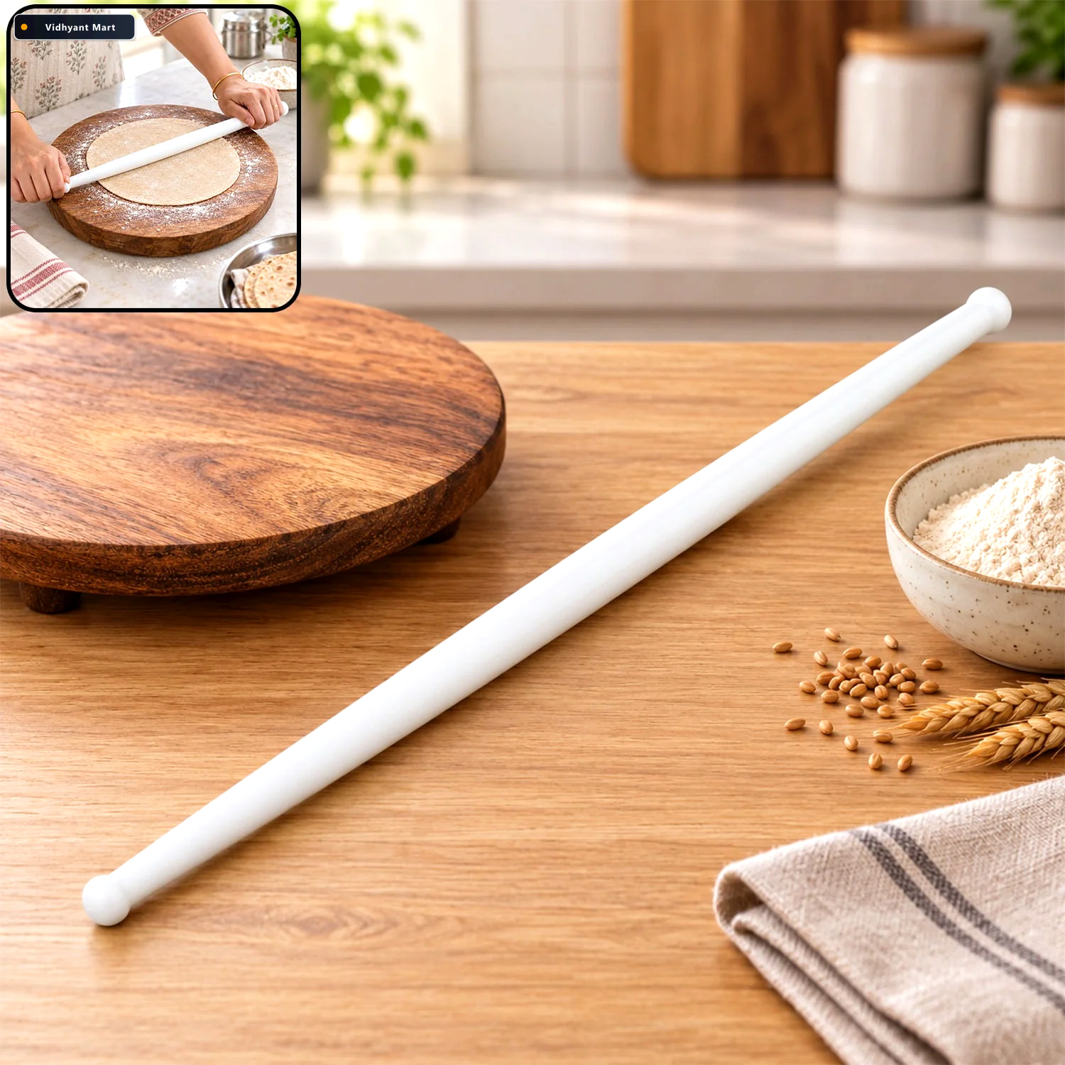 Vidhyant Mart Plastic Rolling Pin Smooth Chapati Making Chefarmo 1