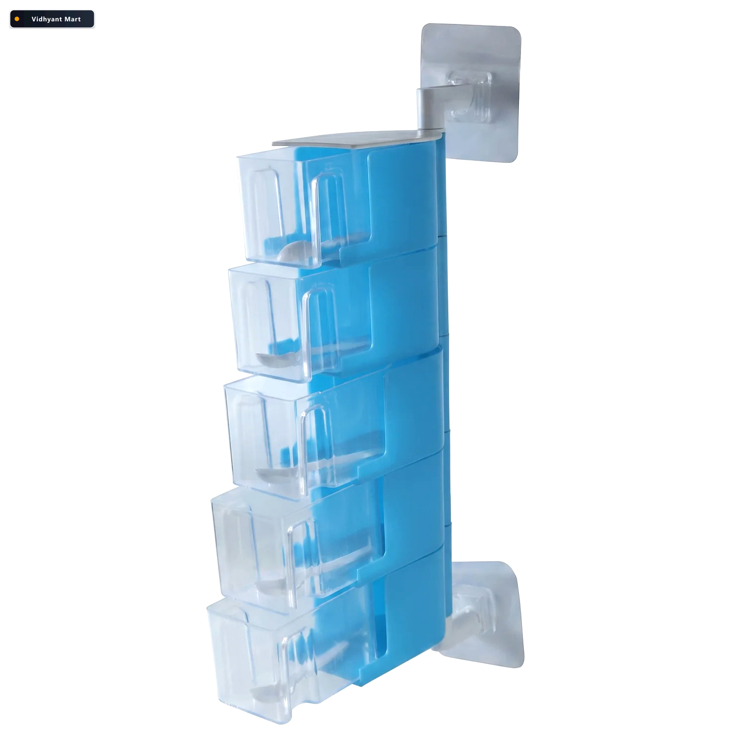 Vidhyant Mart Plastic Rotating Seasoning Box 5 Layer Wall Mounte 4