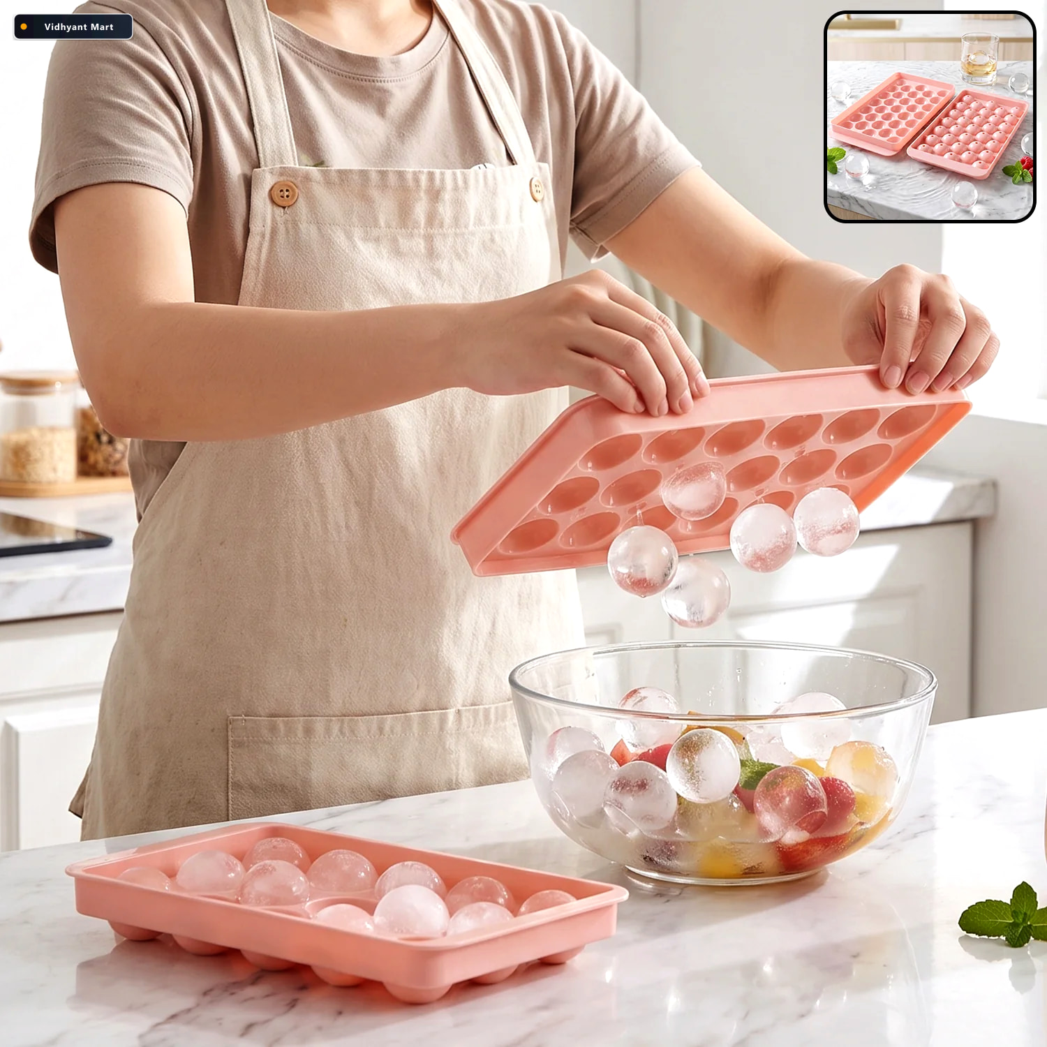 Vidhyant Mart Plastic Round Ice Ball Tray Mould With Flexible Ba 1