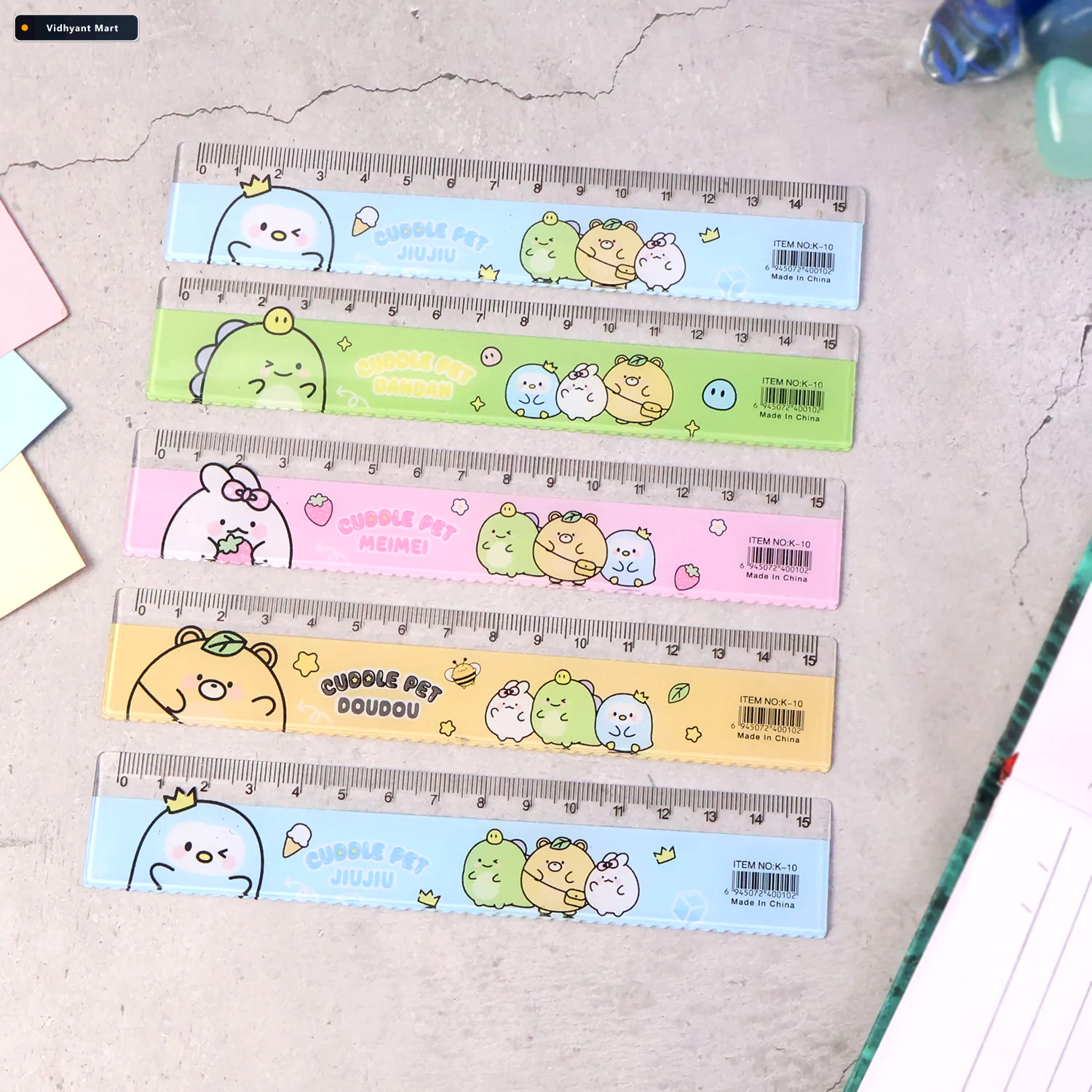 Vidhyant Mart Plastic Ruler Set For Kids Durable Cartoon Design 2