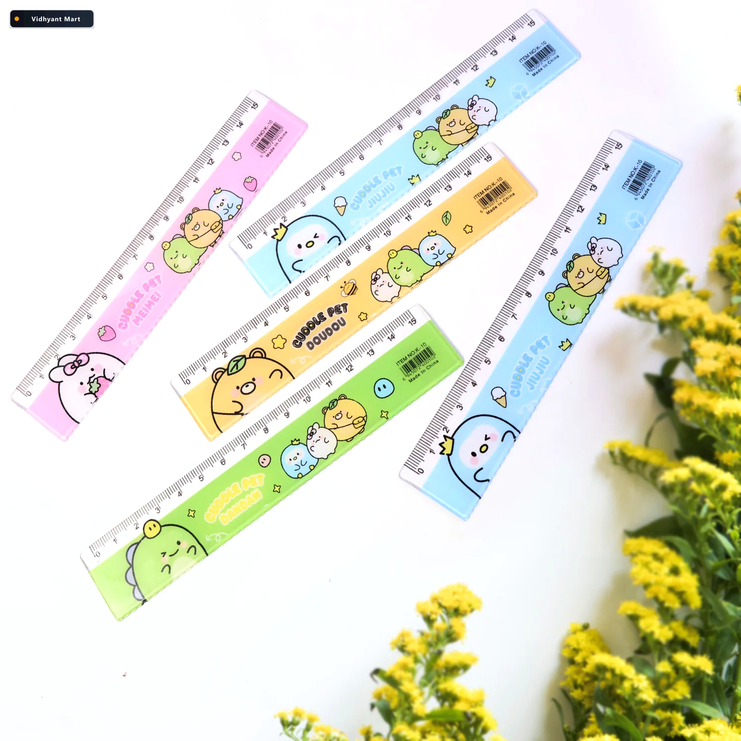 Vidhyant Mart Plastic Ruler Set For Kids Durable Cartoon Design 3