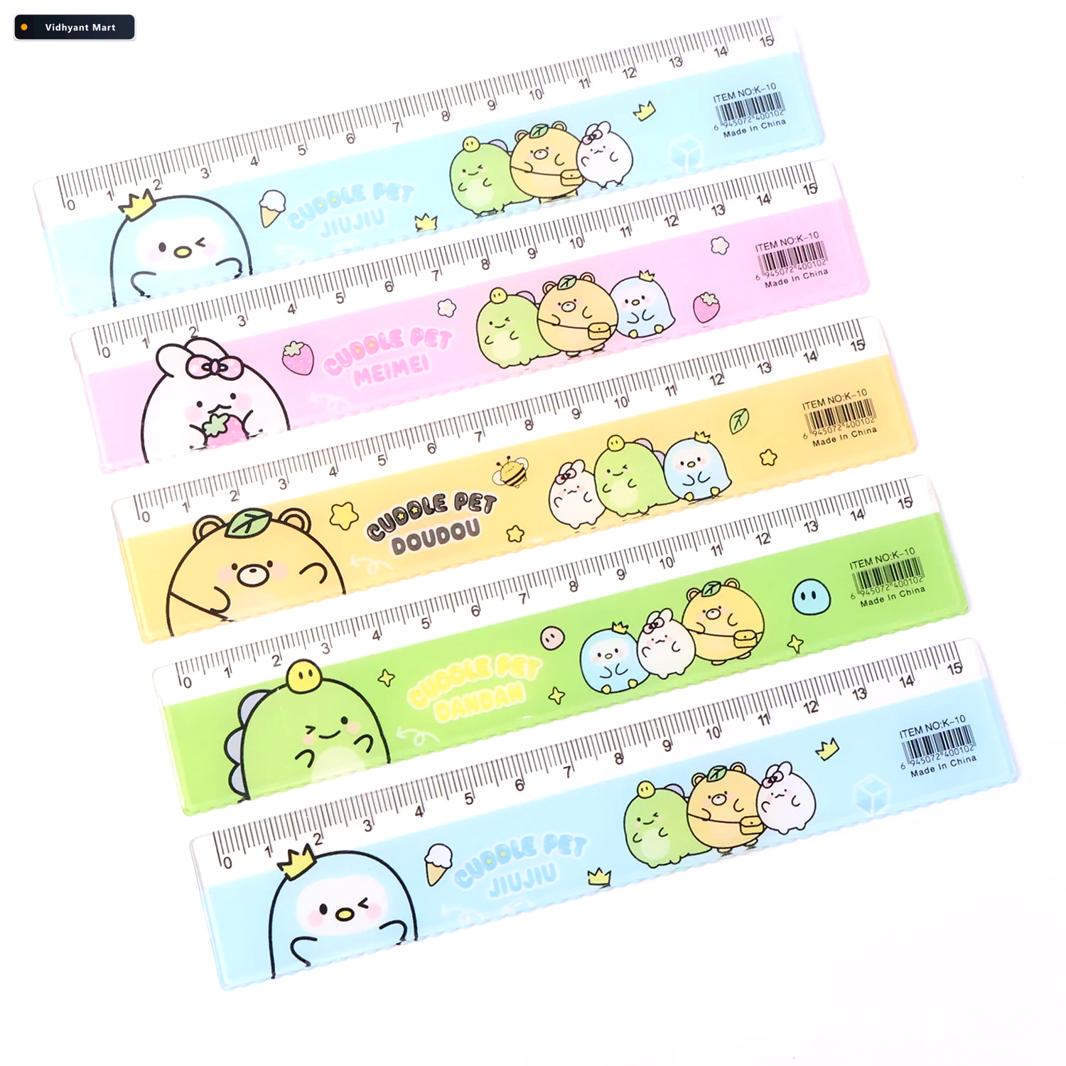 Vidhyant Mart Plastic Ruler Set For Kids Durable Cartoon Design 4