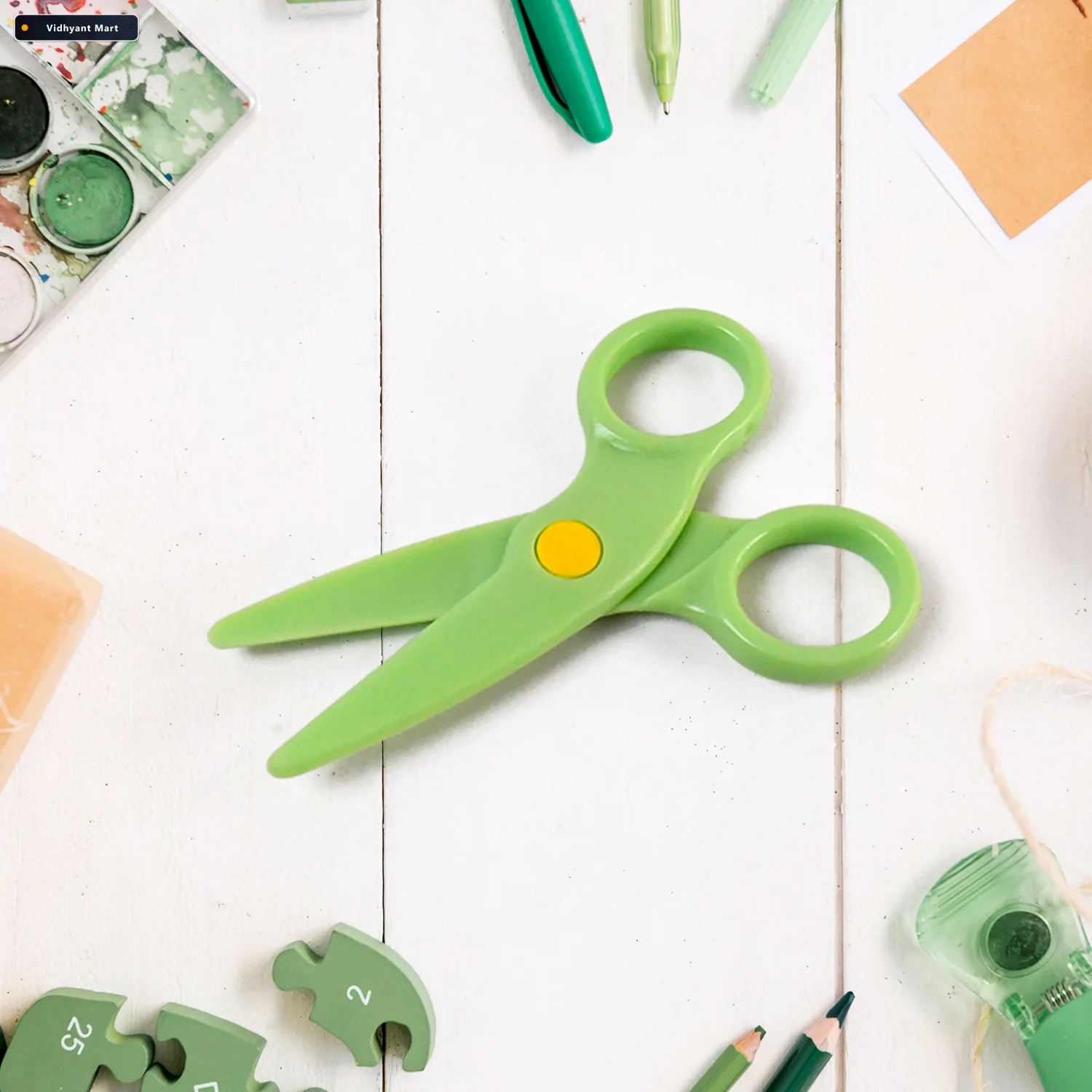 Vidhyant Mart Plastic Safety Scissors Safe Colorful Preschool Tr 1