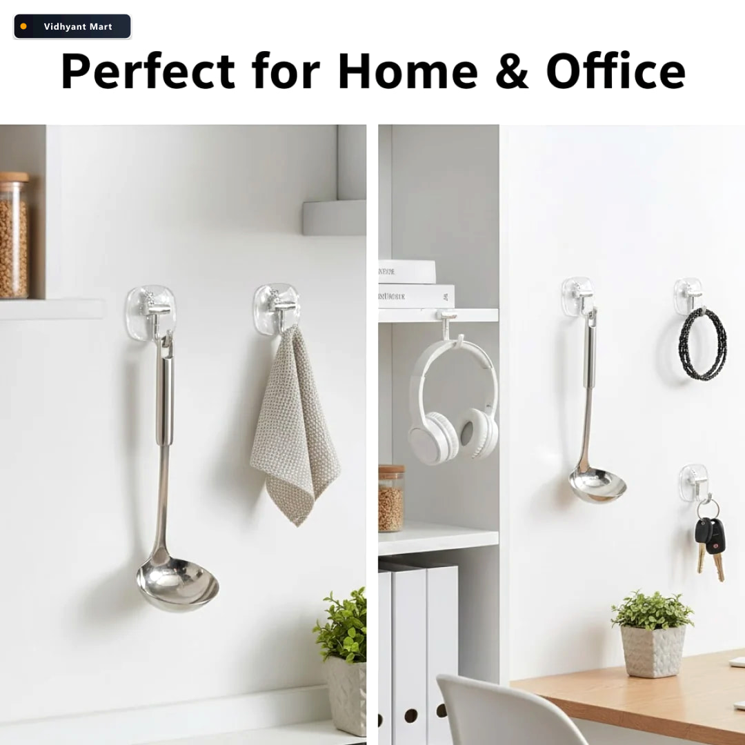 Vidhyant Mart Plastic Self Adhesive Wall Hooks Heavy Duty 15kg C 2