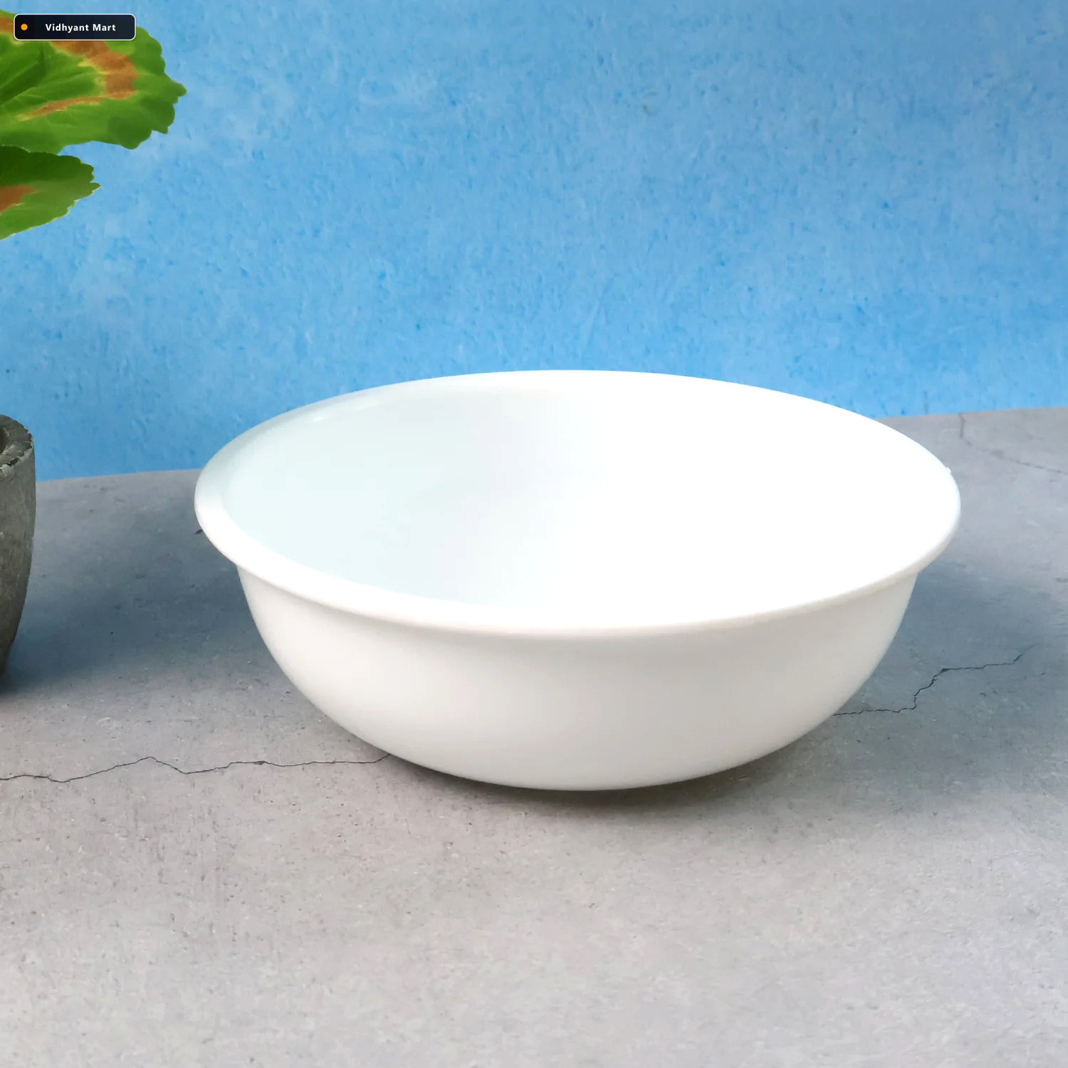 Vidhyant Mart Plastic Serving Bowl 6 Inch Deep Round White Kitch 1