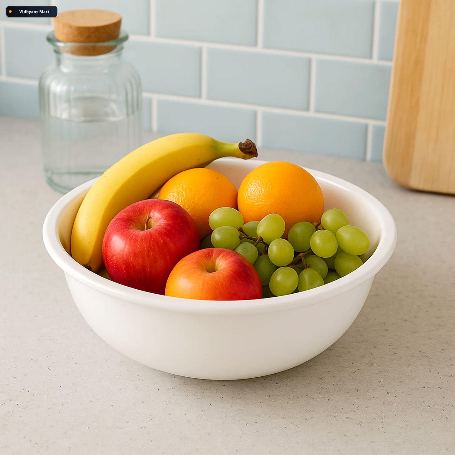 Vidhyant Mart Plastic Serving Bowl 6 Inch Deep Round White Kitch 2