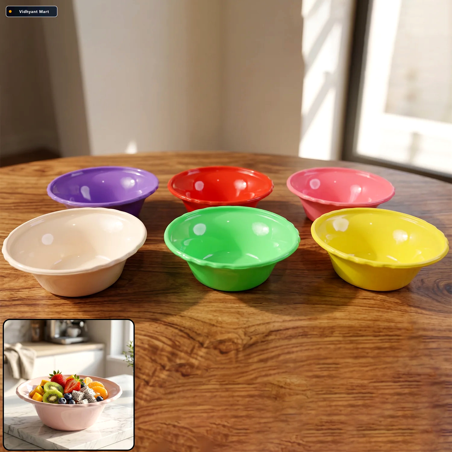 Vidhyant Mart Plastic Serving Bowl Set Bright Durable Unbreakabl 1