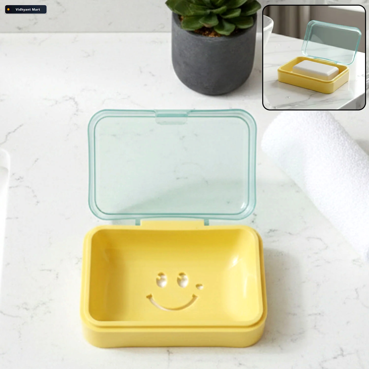 Vidhyant Mart Plastic Soap Case With Cute Smiley Design Travel F 1