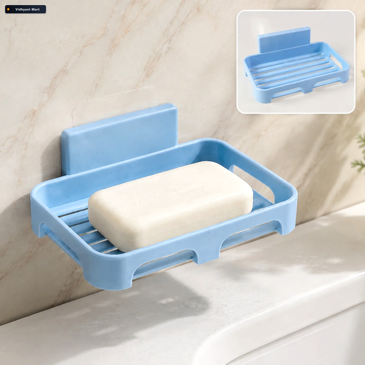 Vidhyant Mart Plastic Soap Dish With Drain Slots Self Adhesive W 1