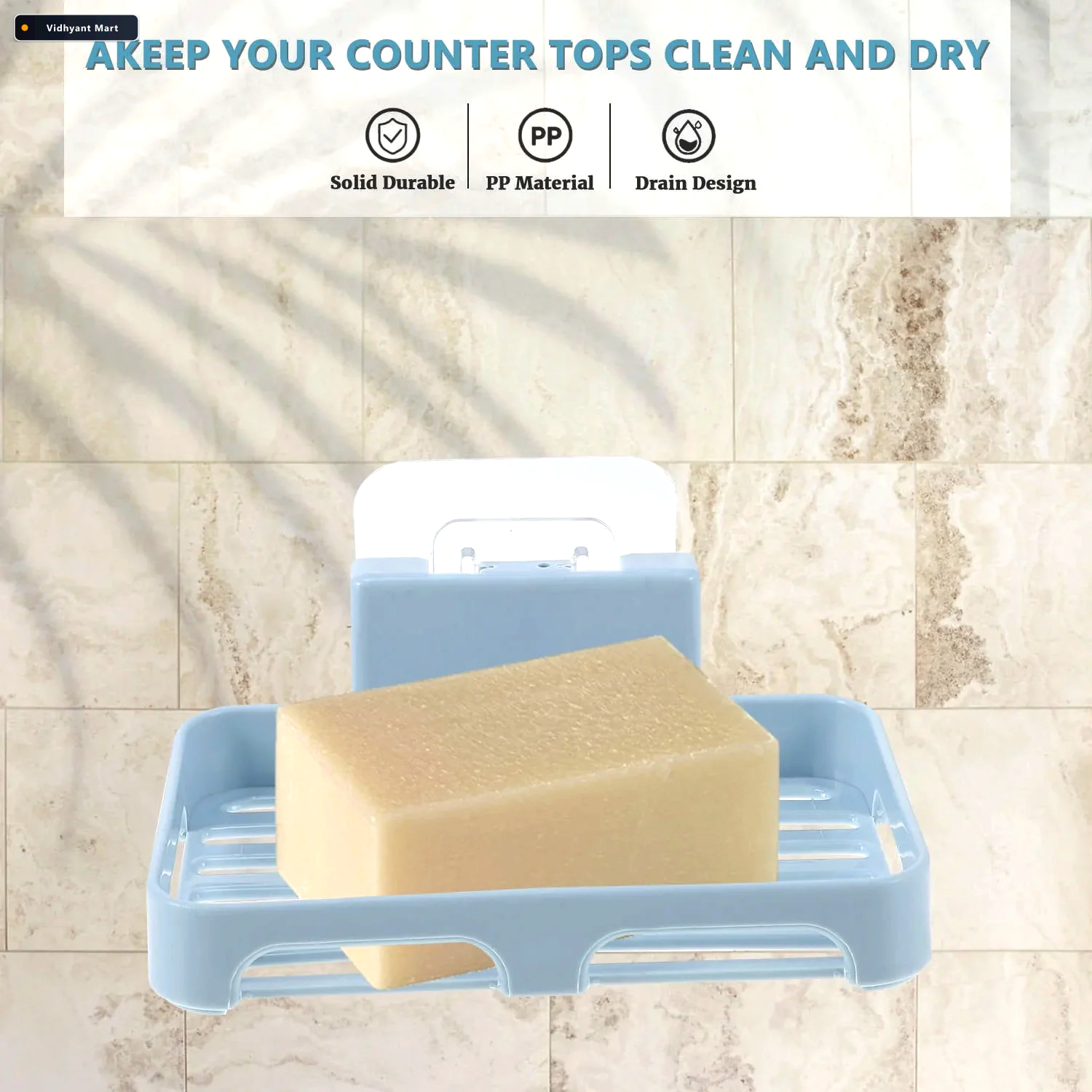 Vidhyant Mart Plastic Soap Dish With Drain Slots Self Adhesive W 4