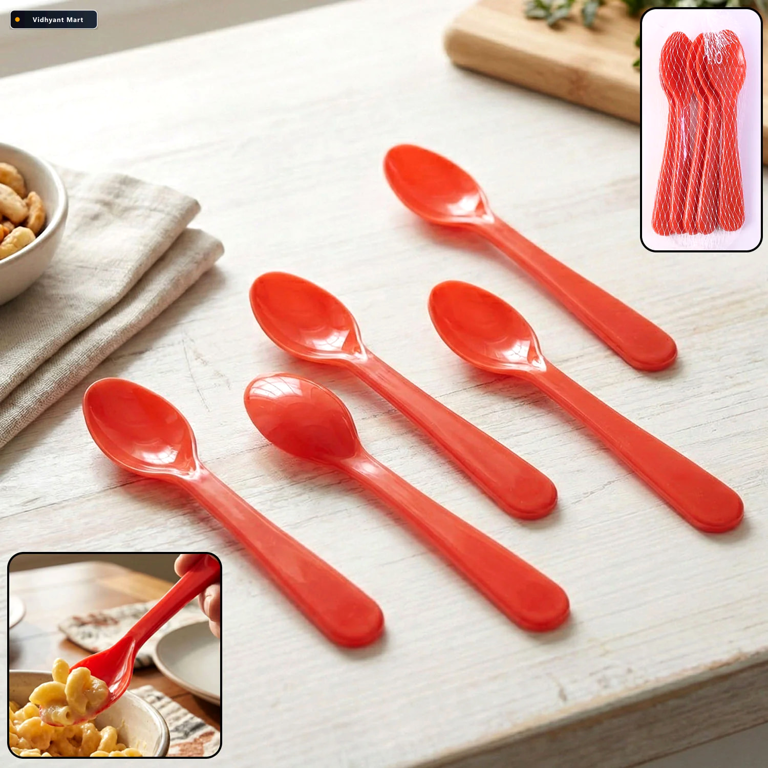Vidhyant Mart Plastic Spoon Set 5 Pc Heat Resistant Abs Serve St 1