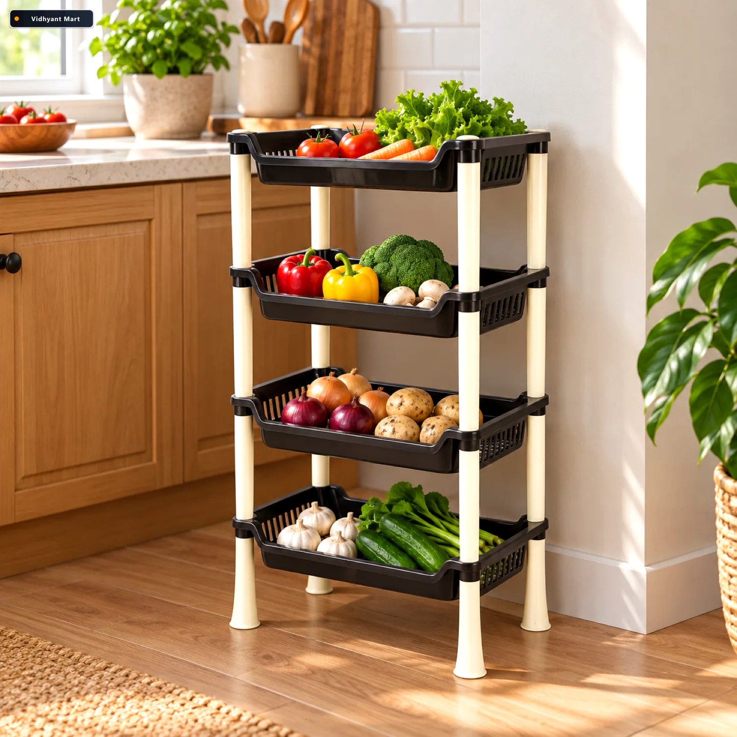 Vidhyant Mart Plastic Storage Rack 4 Layer Multi Purpose Organiz 1
