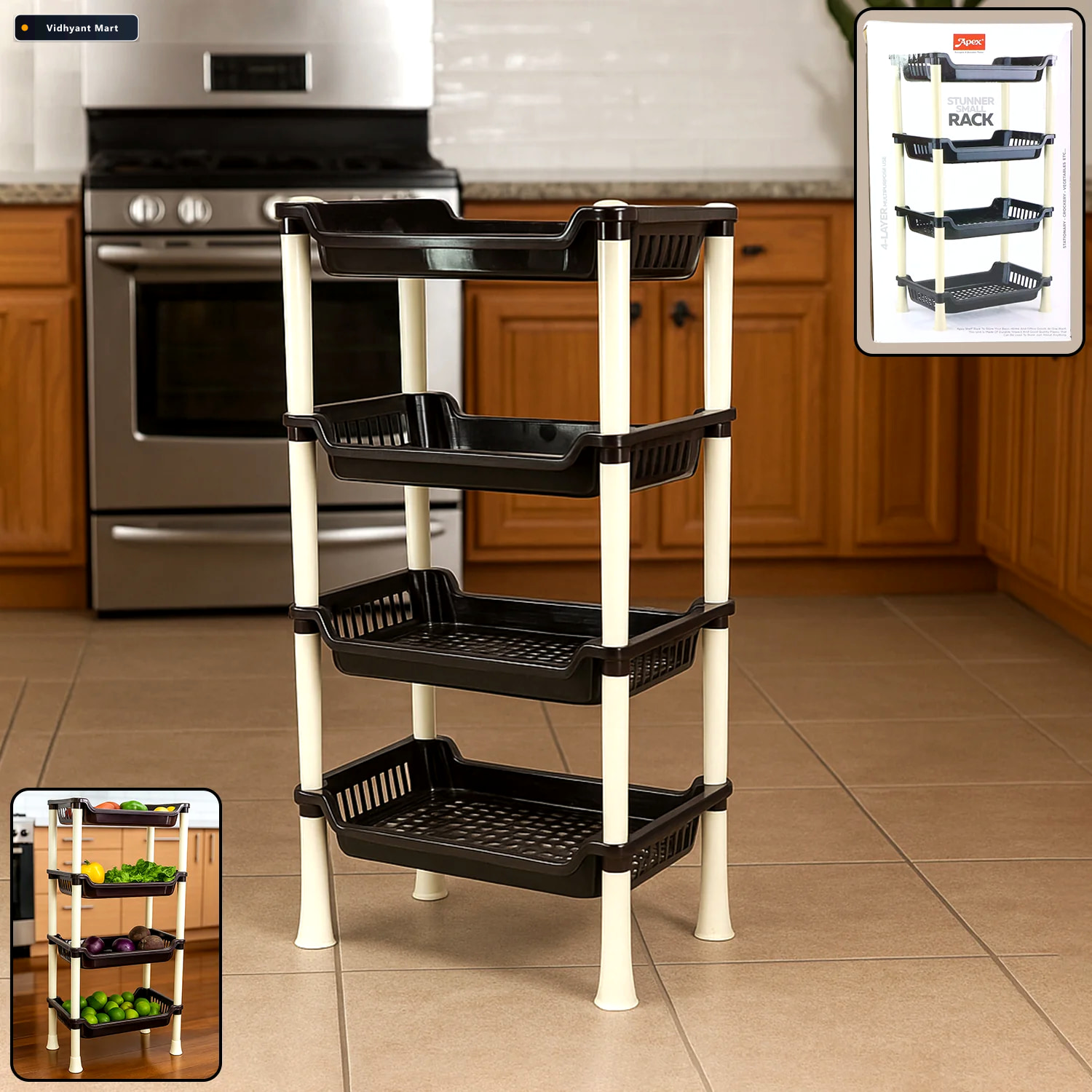 Vidhyant Mart Plastic Storage Rack 4 Layer Multi Purpose Organiz 2