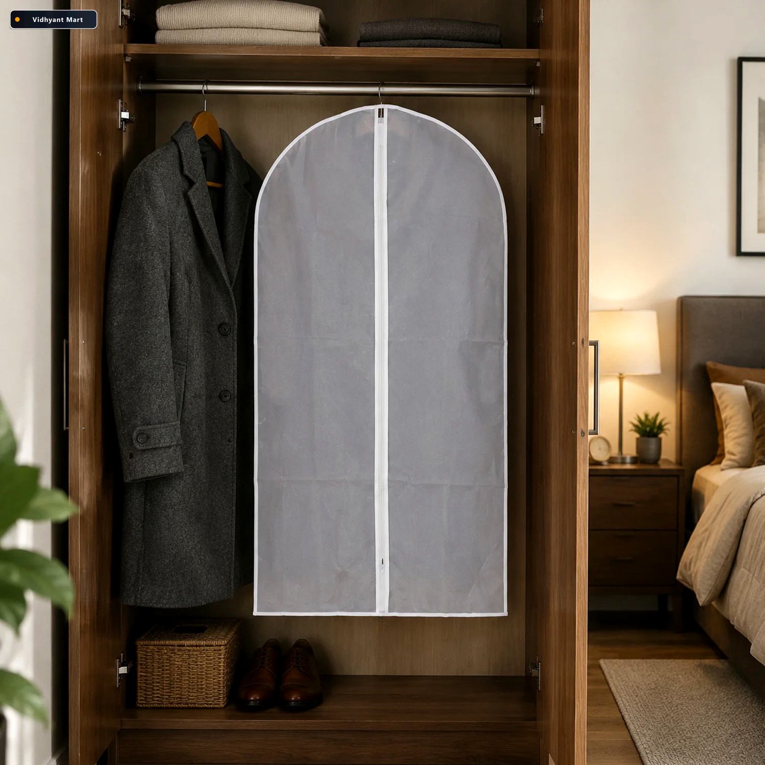 Vidhyant Mart Plastic Suit Cover With Full Zipper For Wardrobe G 1