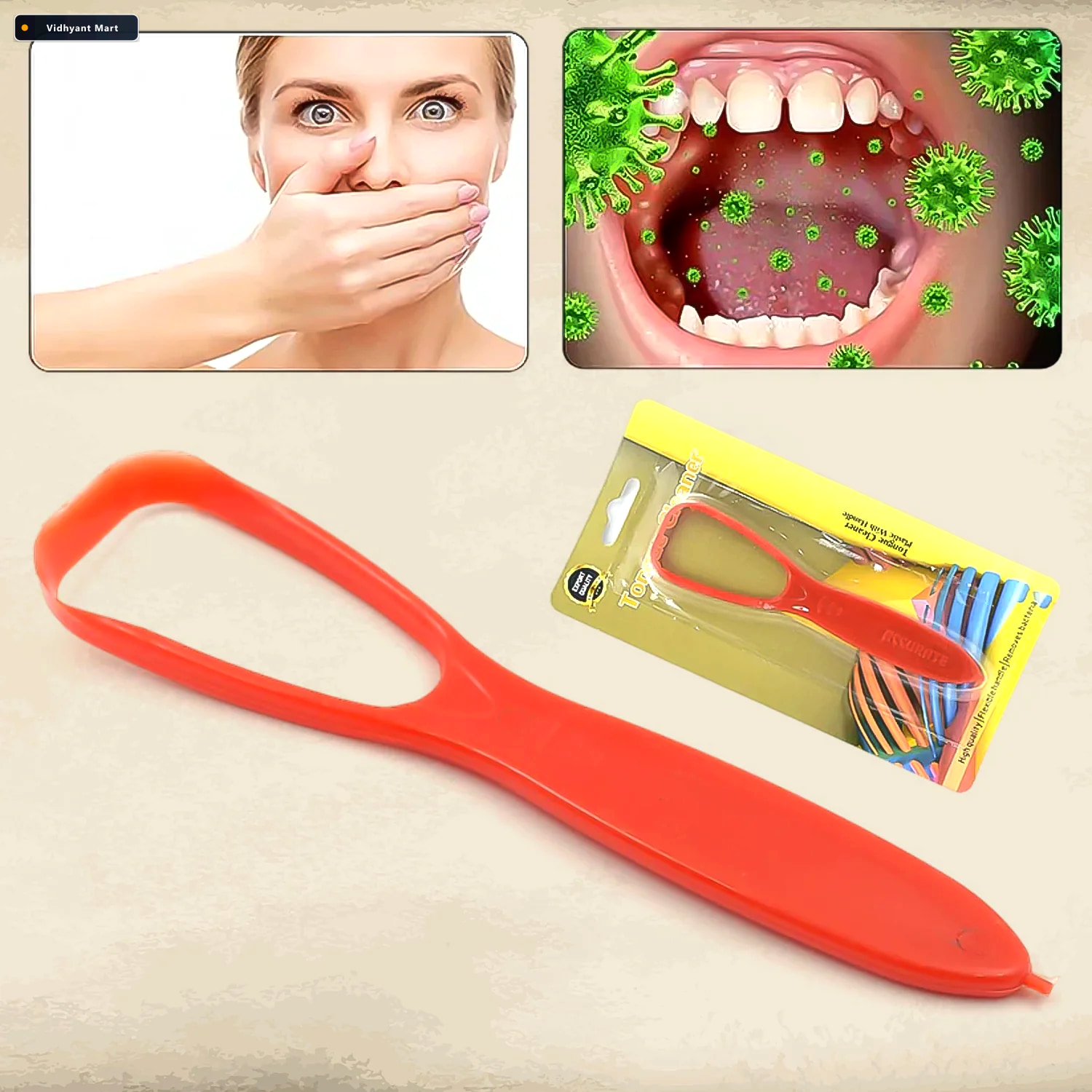 Vidhyant Mart Plastic Tongue Cleaner Fresh Breath Oral Hygiene M 1