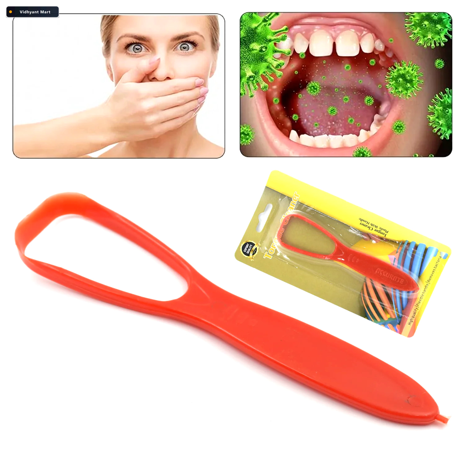 Vidhyant Mart Plastic Tongue Cleaner Fresh Breath Oral Hygiene M 3
