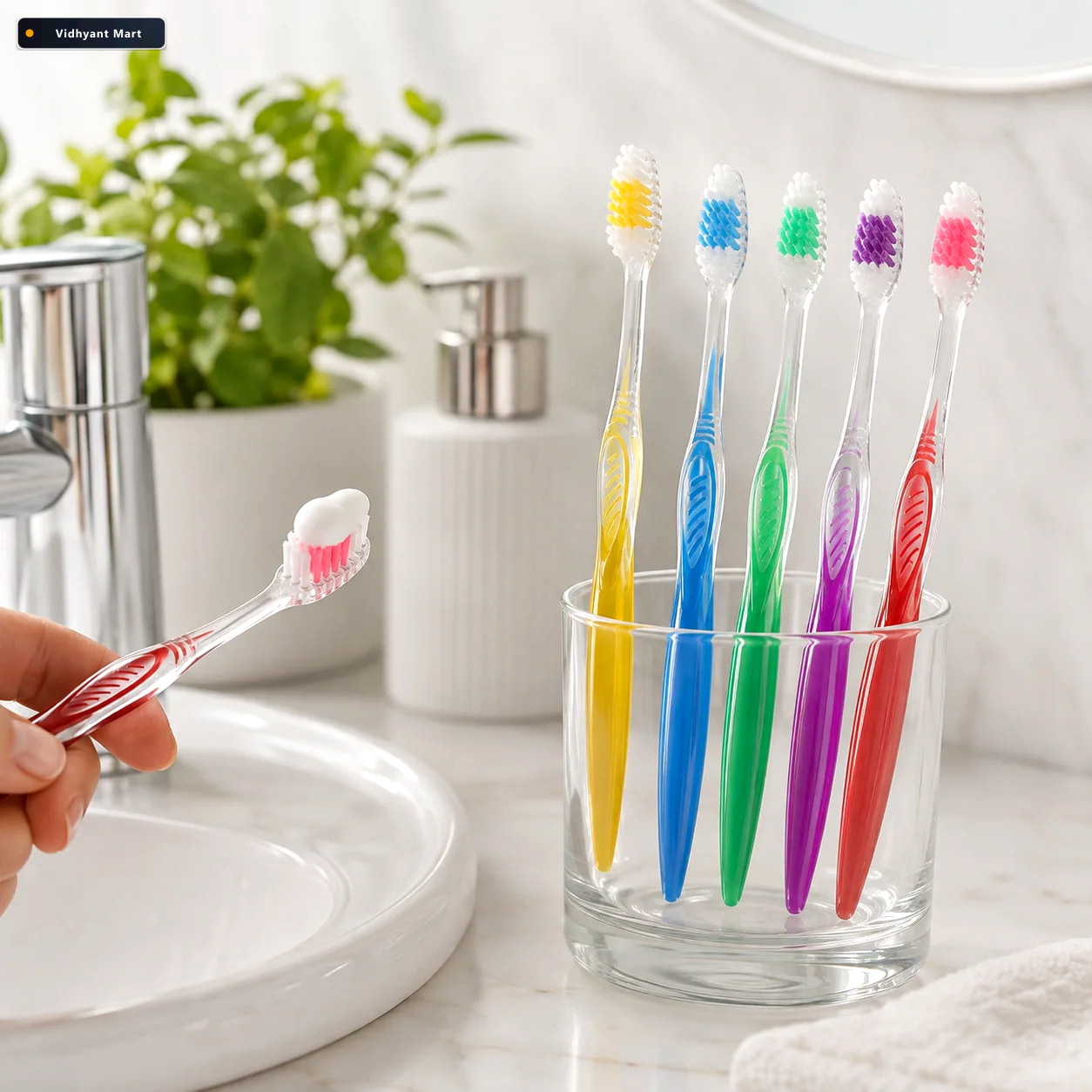 Vidhyant Mart Plastic Toothbrush Soft Bristles For All Ages Mint 1