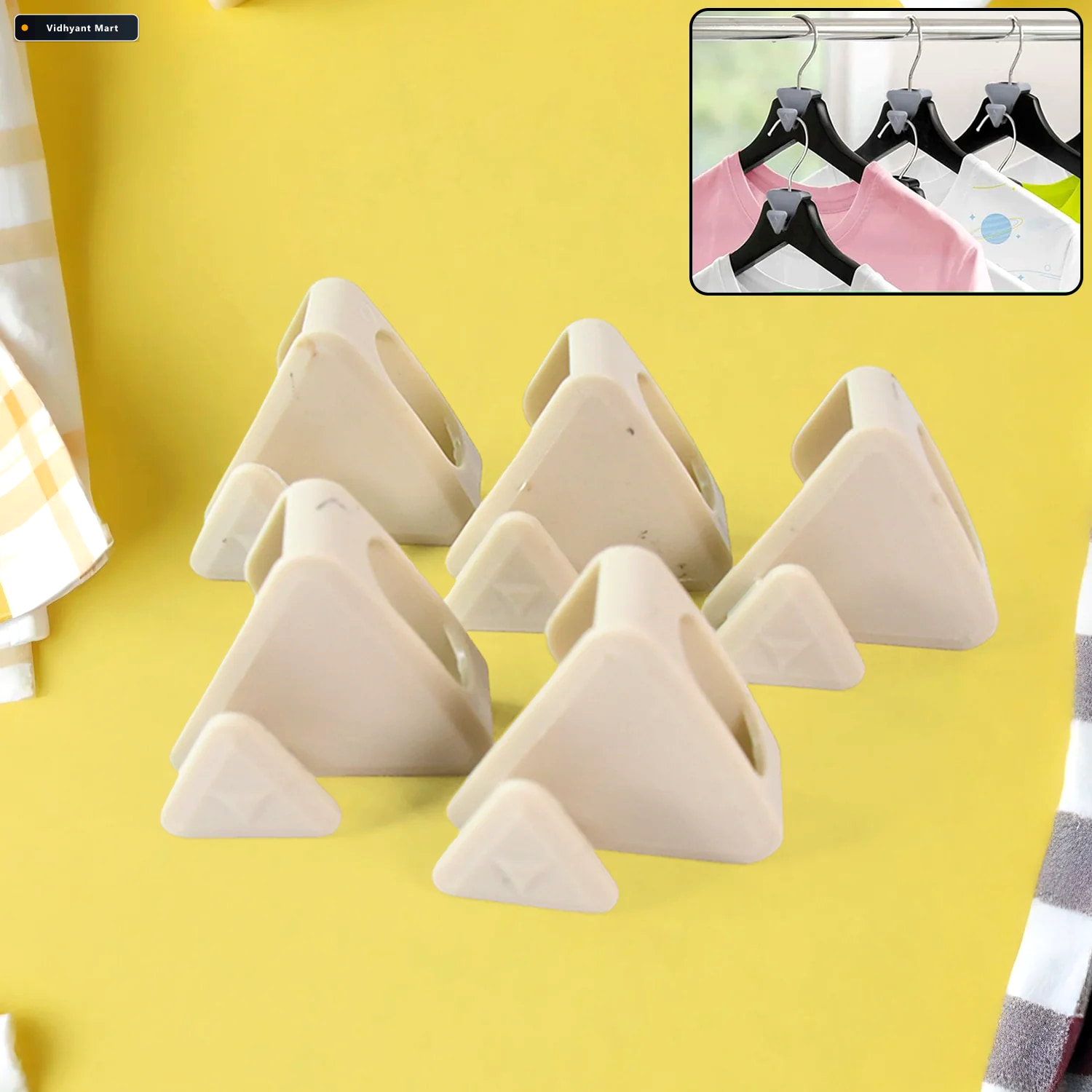 Vidhyant Mart Plastic Triangle Hanger Connector Hooks Space Savi 2
