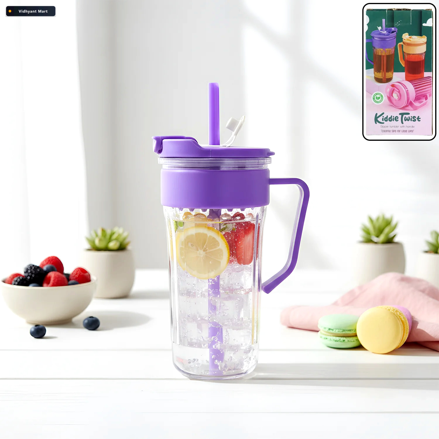 Vidhyant Mart Plastic Tumbler For Kids Spill Free 500ml With Str 1