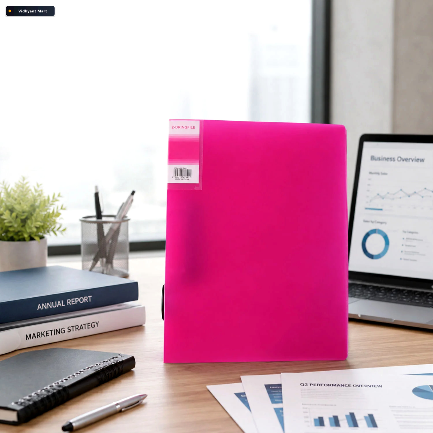 Vidhyant Mart Plastic Two Ring Binder File Folder With Inner Poc 2