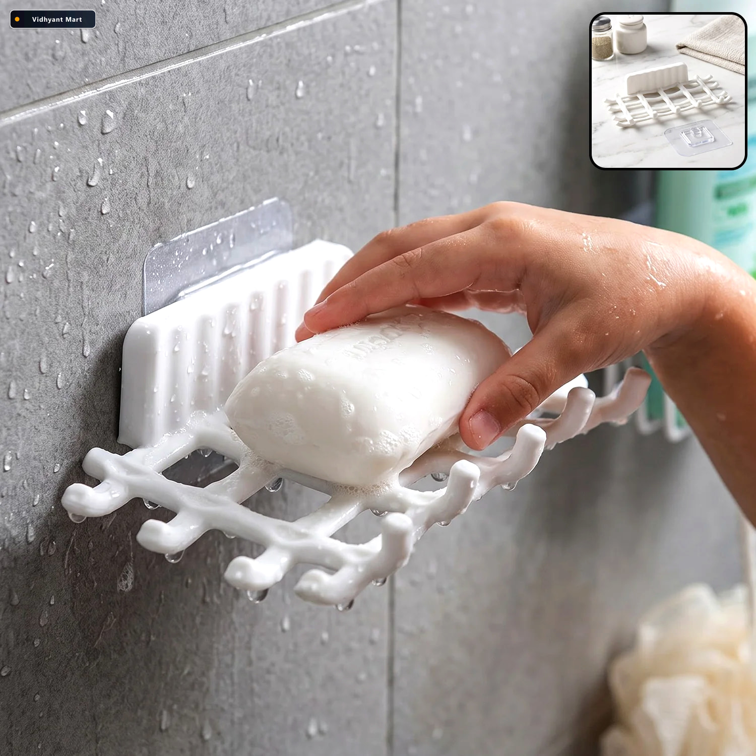 Vidhyant Mart Plastic Wall Mount Soap Dish With Drainage Rack Fo 1