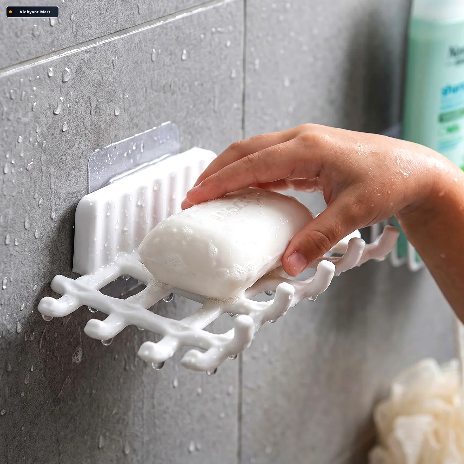 Vidhyant Mart Plastic Wall Mount Soap Dish With Drainage Rack Fo 2