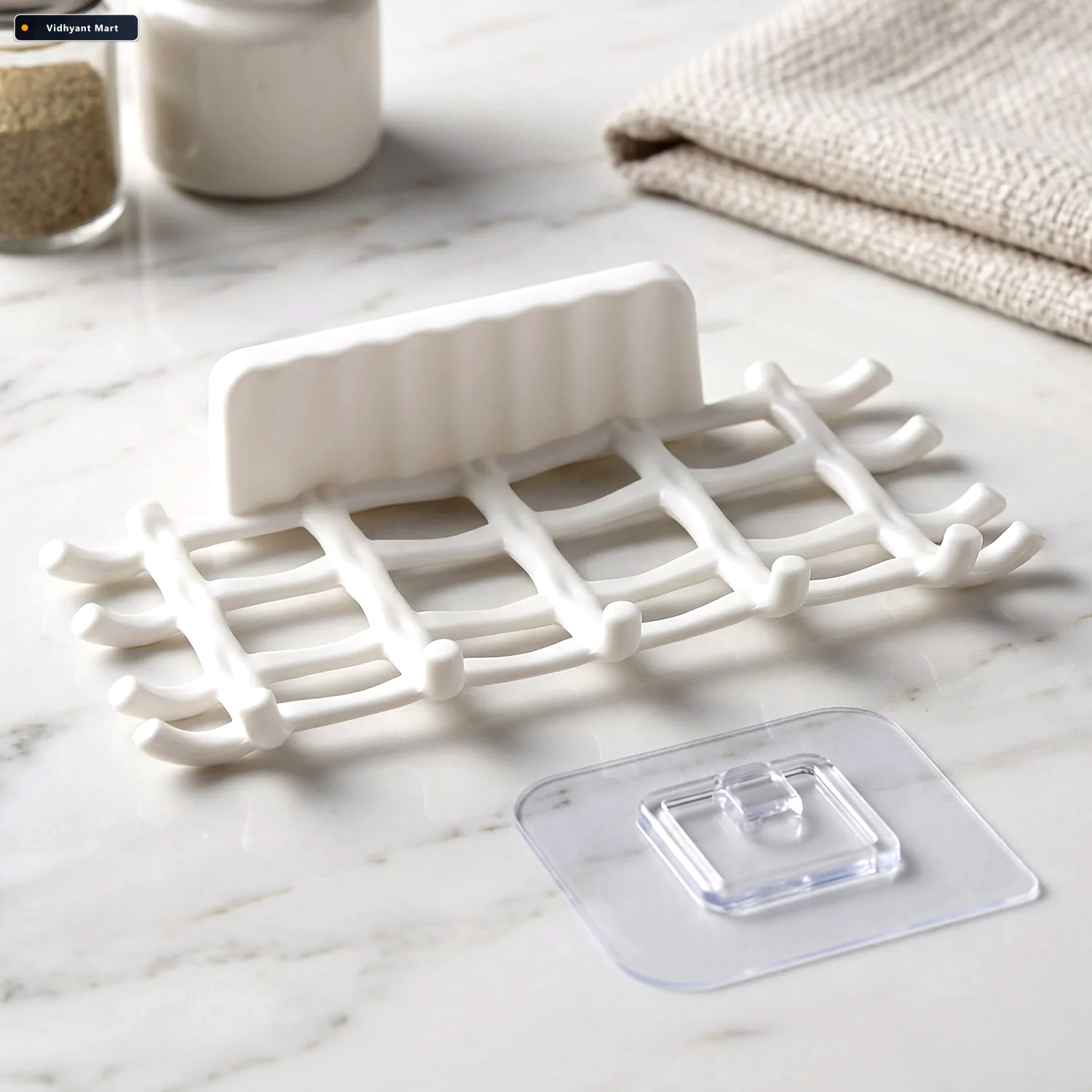 Vidhyant Mart Plastic Wall Mount Soap Dish With Drainage Rack Fo 3