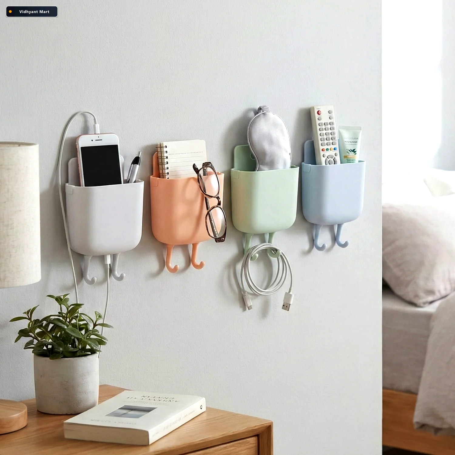 Vidhyant Mart Plastic Wall Mounted Mobile Charging Holder Set Sp 1