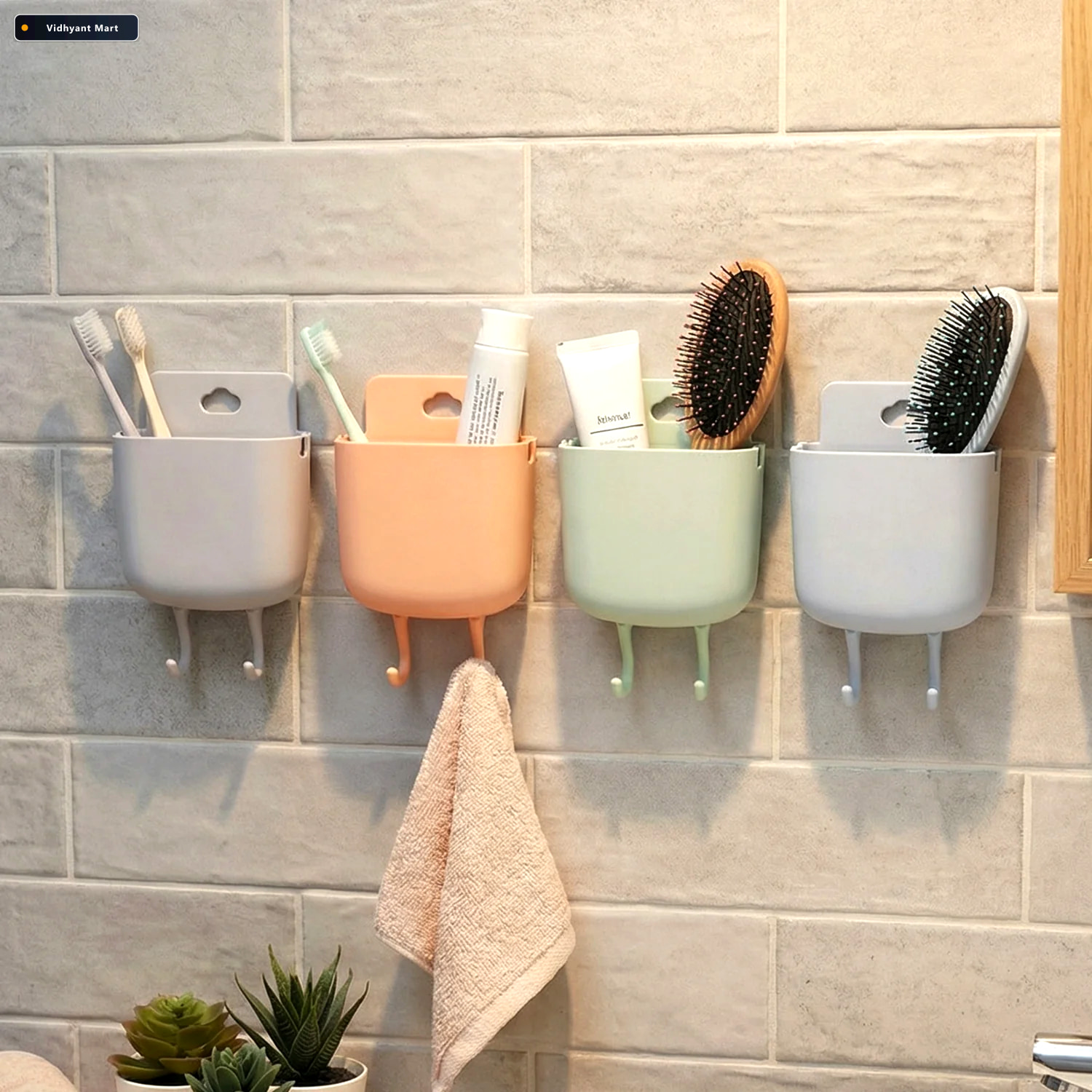 Vidhyant Mart Plastic Wall Mounted Mobile Charging Holder Set Sp 2