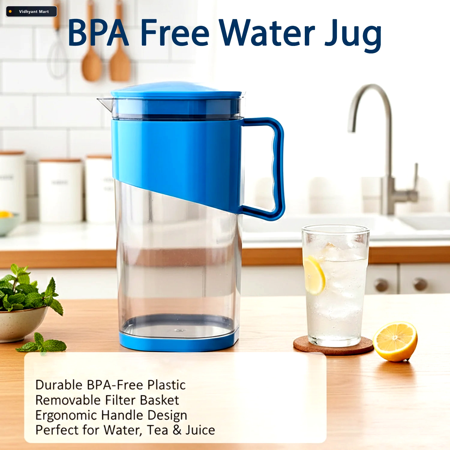 Vidhyant Mart Plastic Water Jug 18 Litre Bpa Free With Lid Handl 3