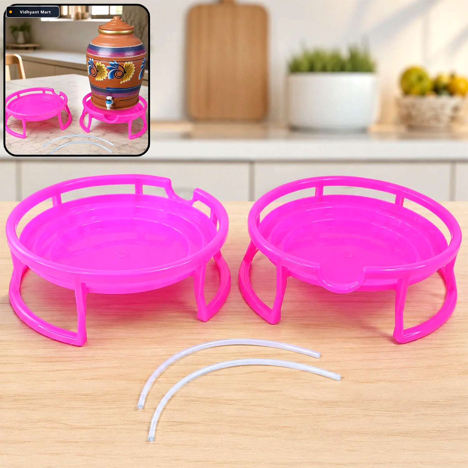 Vidhyant Mart Plastic Water Pot Stand Set Durable Stable Support 1