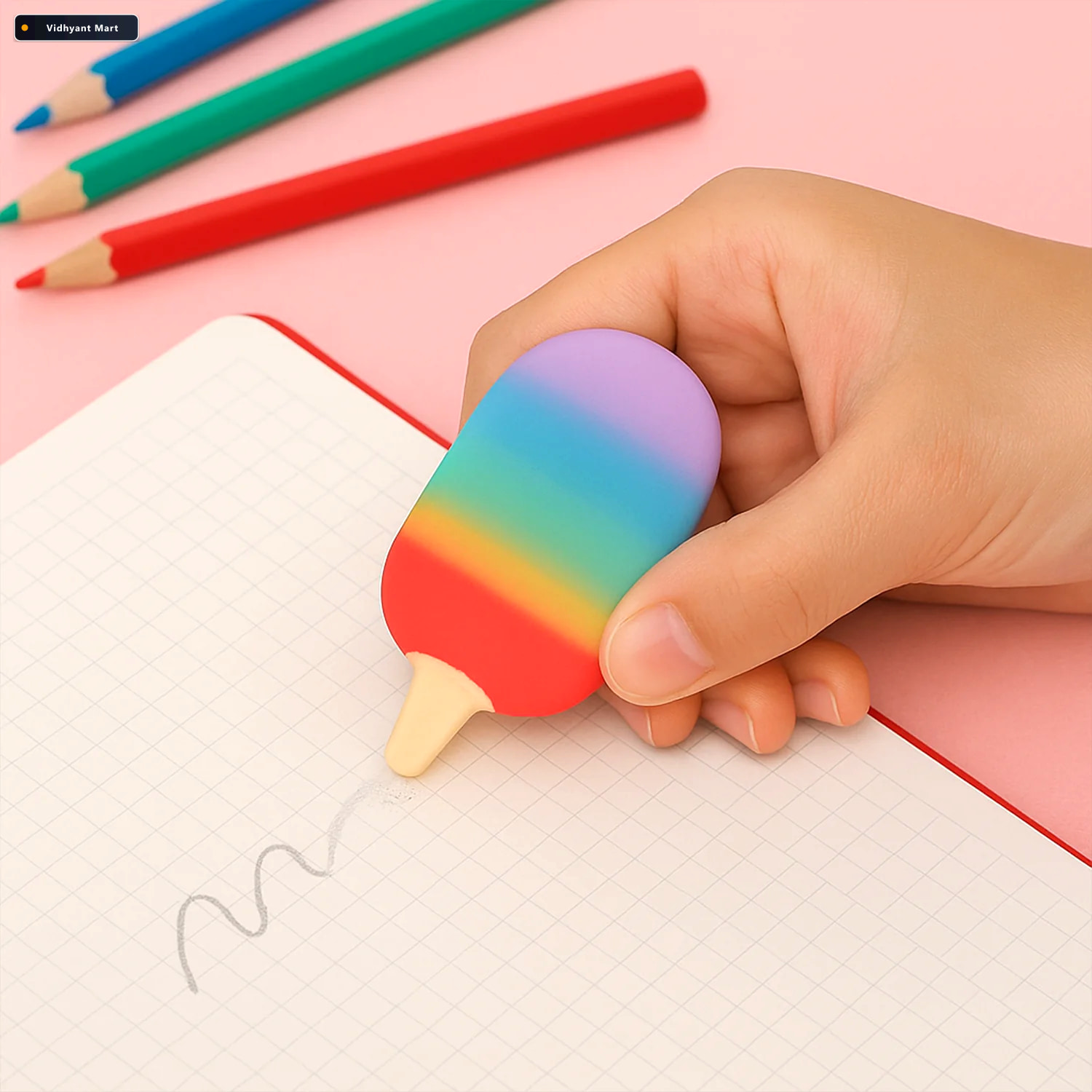 Vidhyant Mart Popsicle Erasers Cute Jelly Mini Erasers For Kids 4