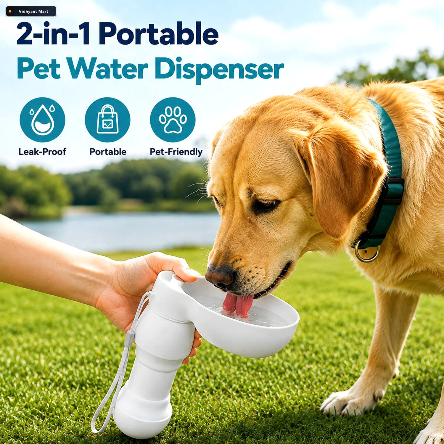Vidhyant Mart Portable 2 In 1 Pet Feeding Bowl And Water Dispens 3