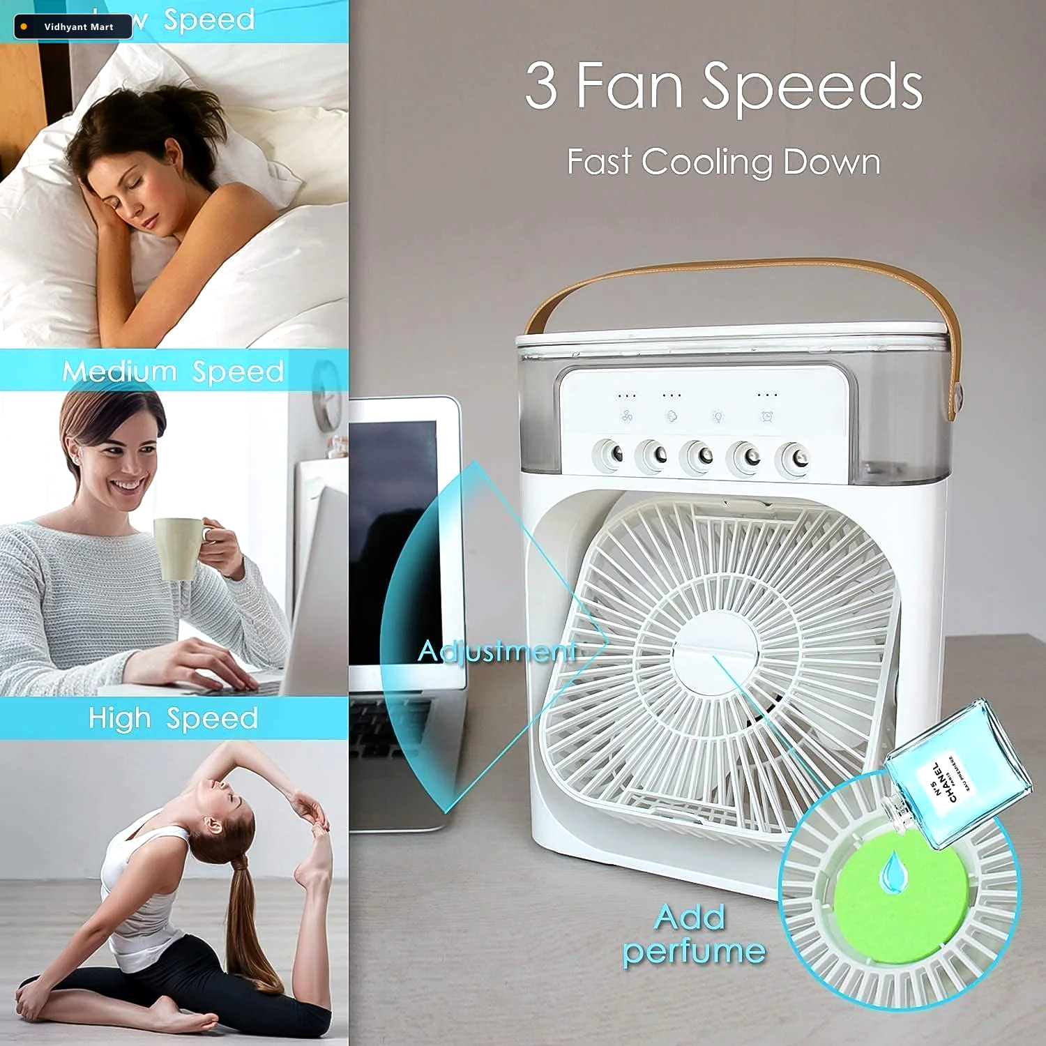 Vidhyant Mart Portable Air Cooler Fan Personal Cooling With 7 Co 3