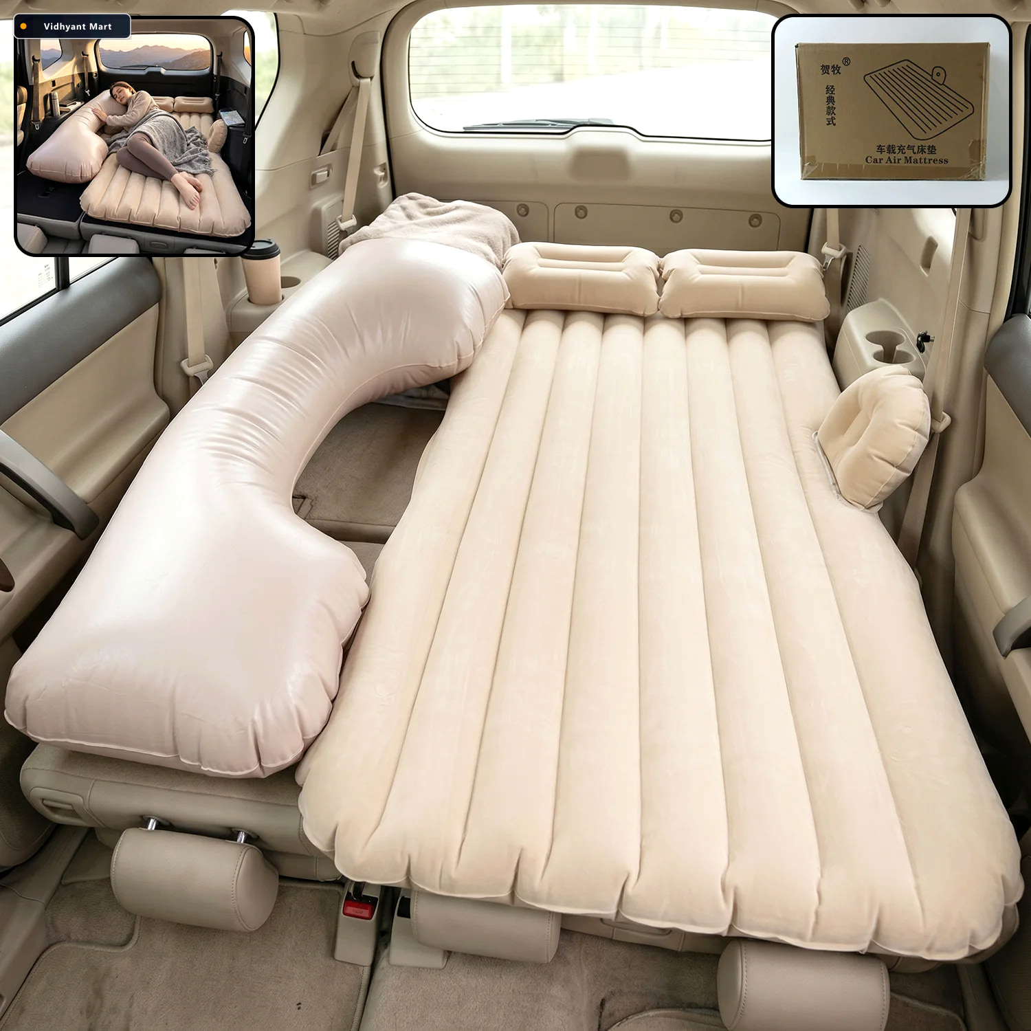 Vidhyant Mart Portable Car Air Mattress Foldable For Travel Camp 2