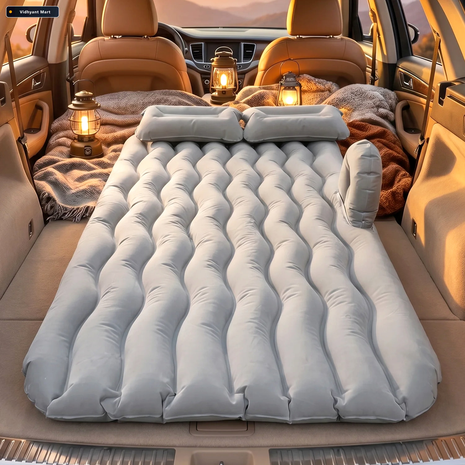 Vidhyant Mart Portable Car Air Mattress Foldable With Pump Pillo 4