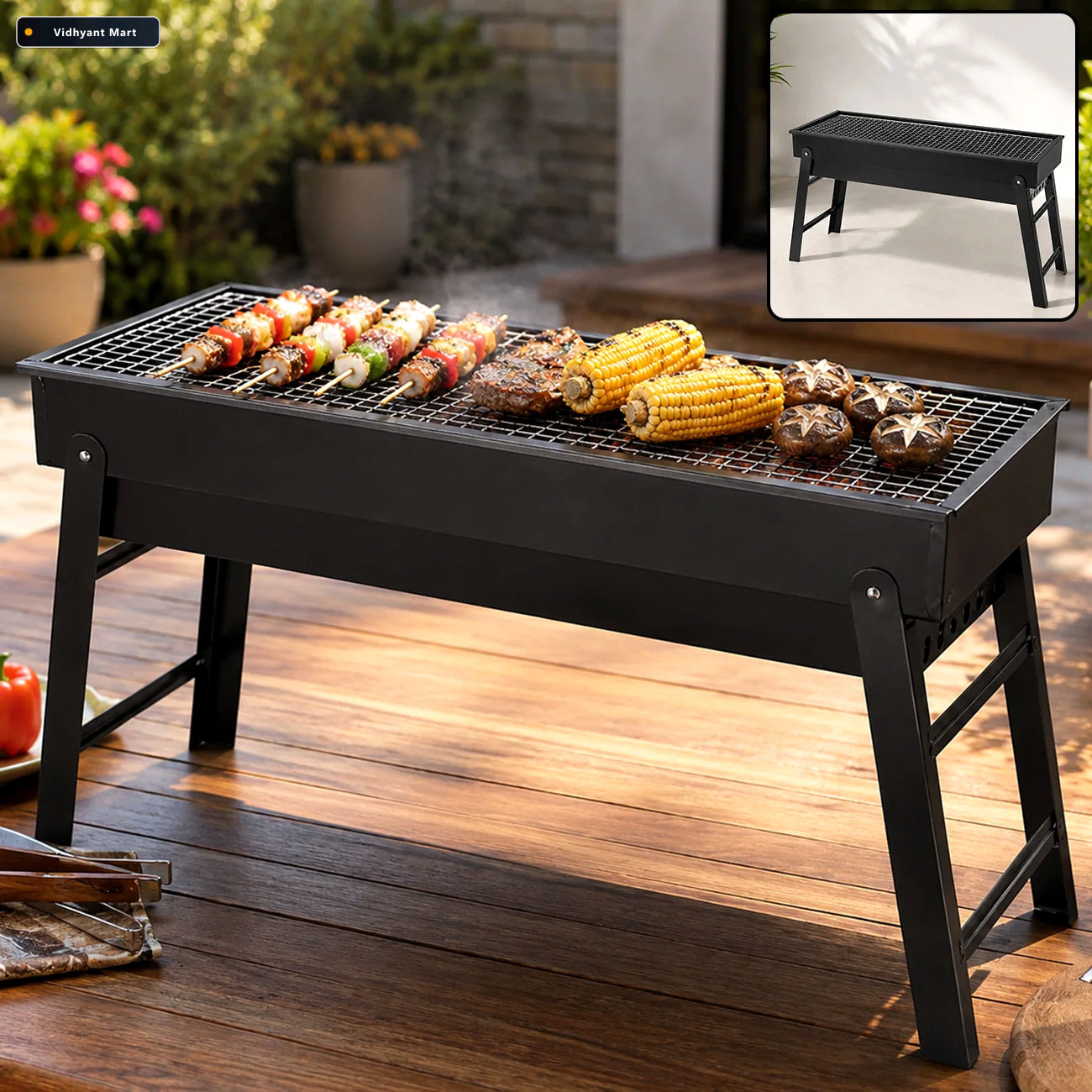 Vidhyant Mart Portable Charcoal Bbq Grill Folding Design For Out 1