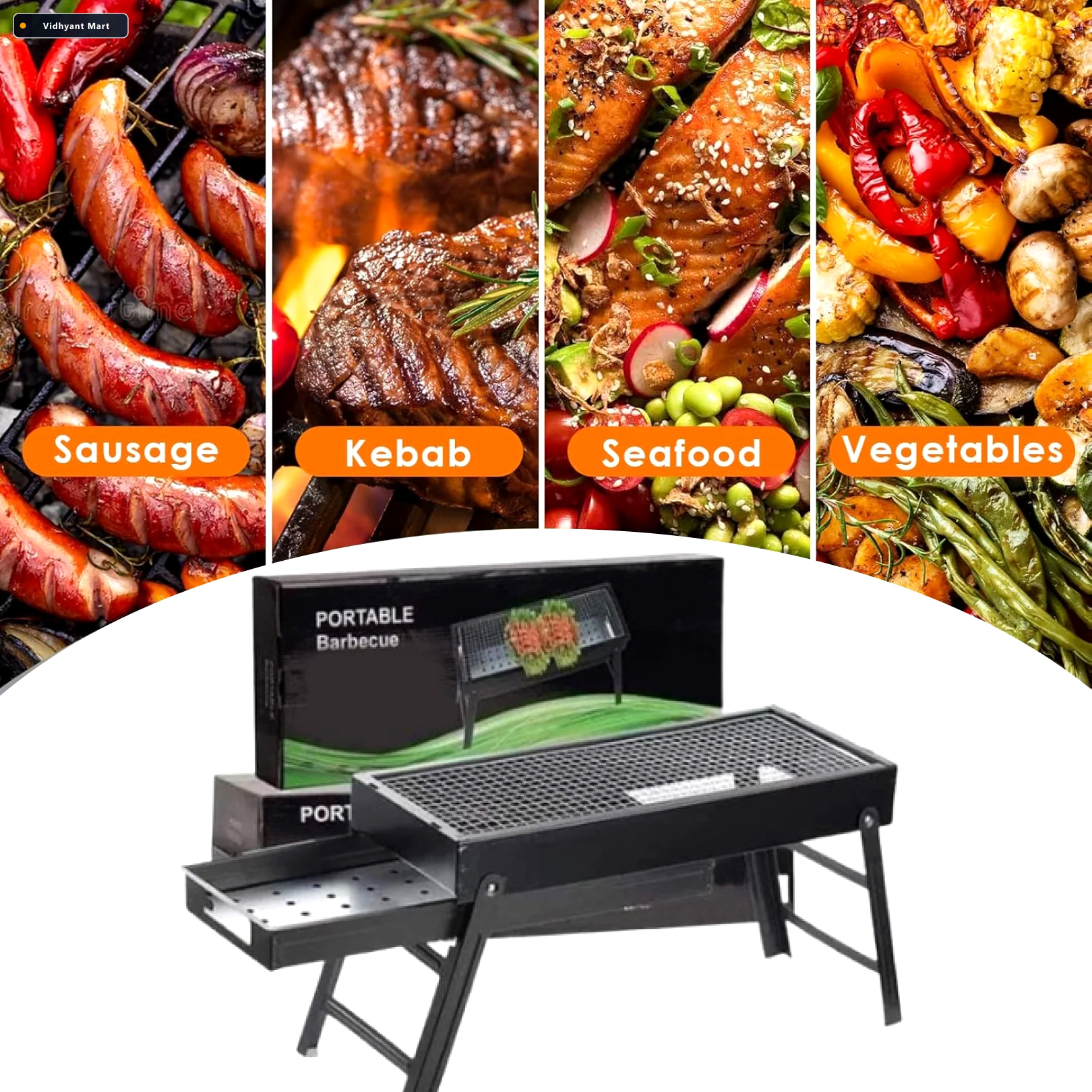 Vidhyant Mart Portable Charcoal Bbq Grill Folding Design For Out 3