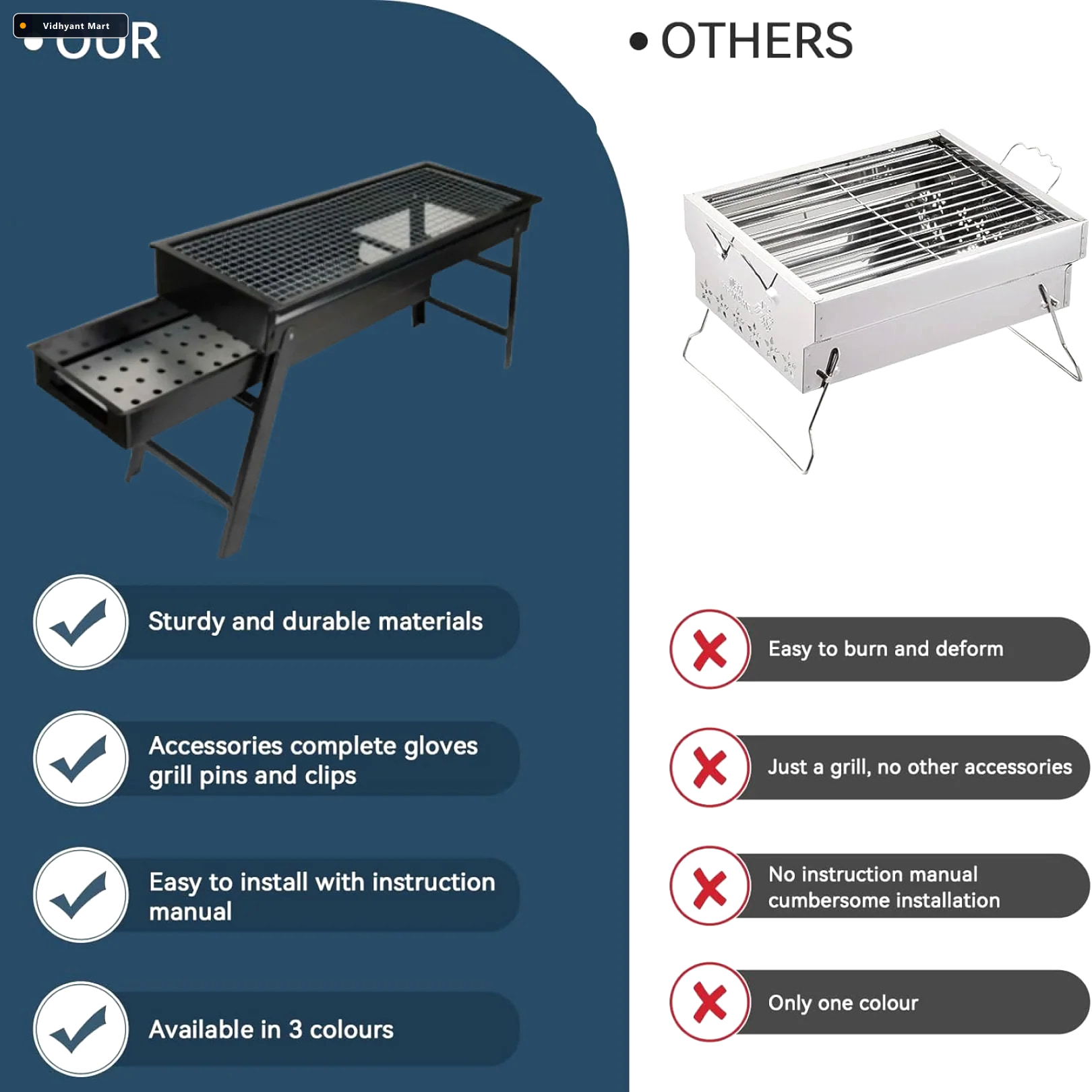 Vidhyant Mart Portable Charcoal Bbq Grill Folding Design For Out 5