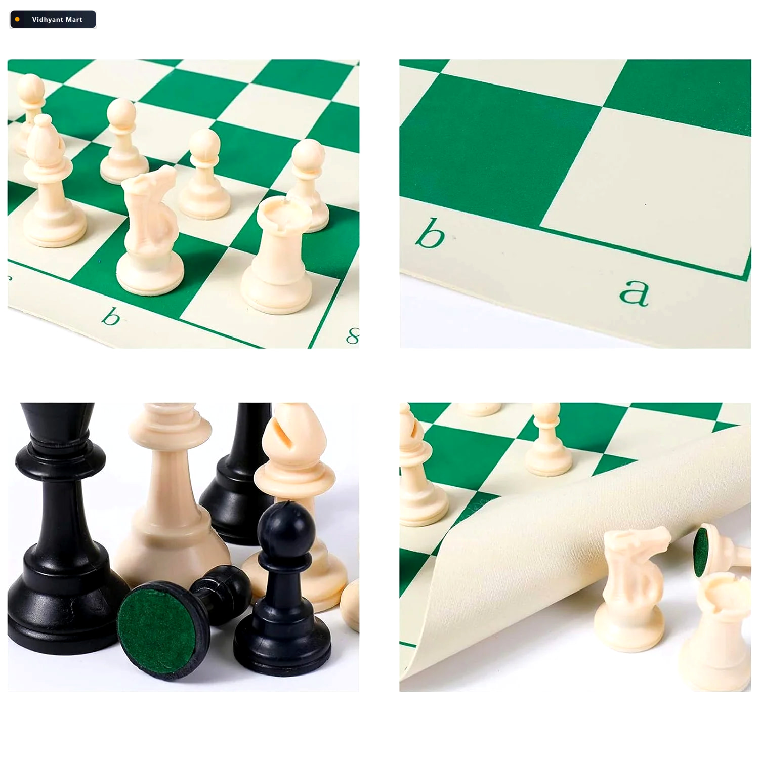 Vidhyant Mart Portable Chess Set Foldable Travel Friendly With P 2