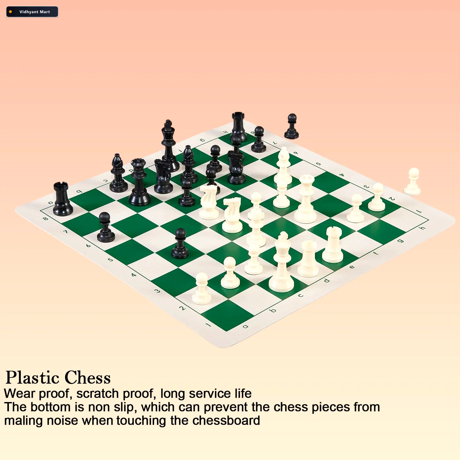 Vidhyant Mart Portable Chess Set Foldable Travel Friendly With P 3