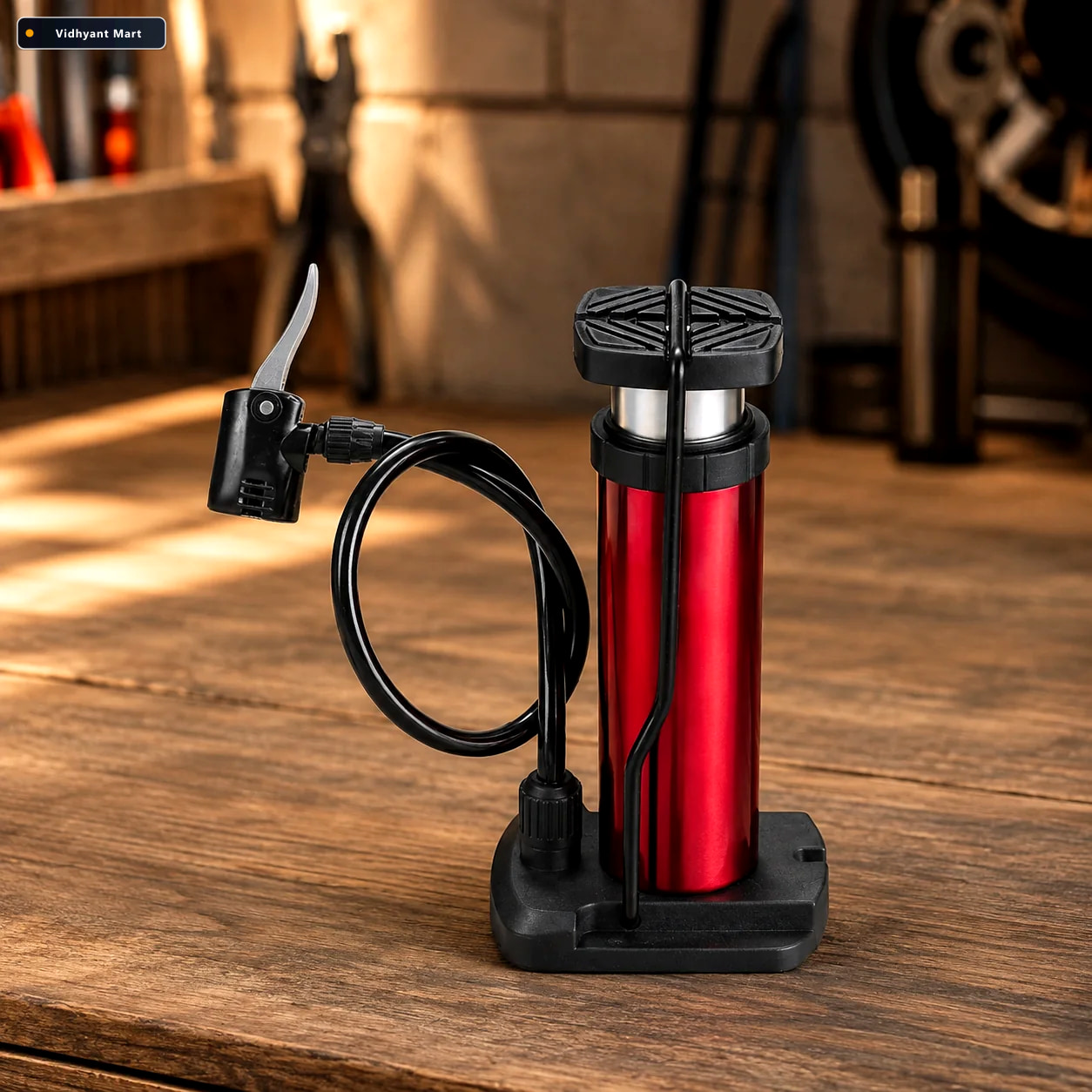 Vidhyant Mart Portable Foot Pump 120 Psi Mini Tyre Inflator Velv 1