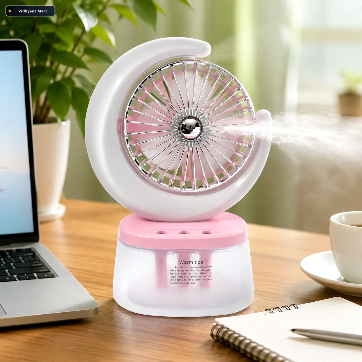 Vidhyant Mart Portable Humidifying Fan Led Light Usb Airvanta 1