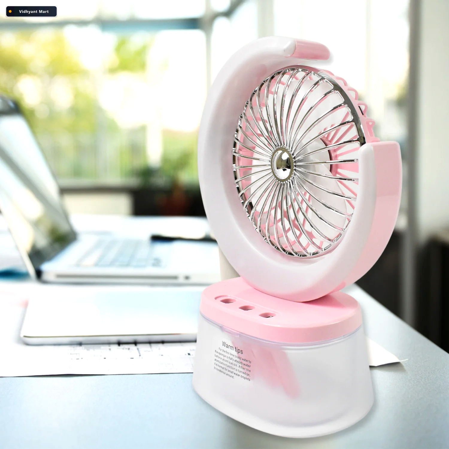 Vidhyant Mart Portable Humidifying Fan Led Light Usb Airvanta 4