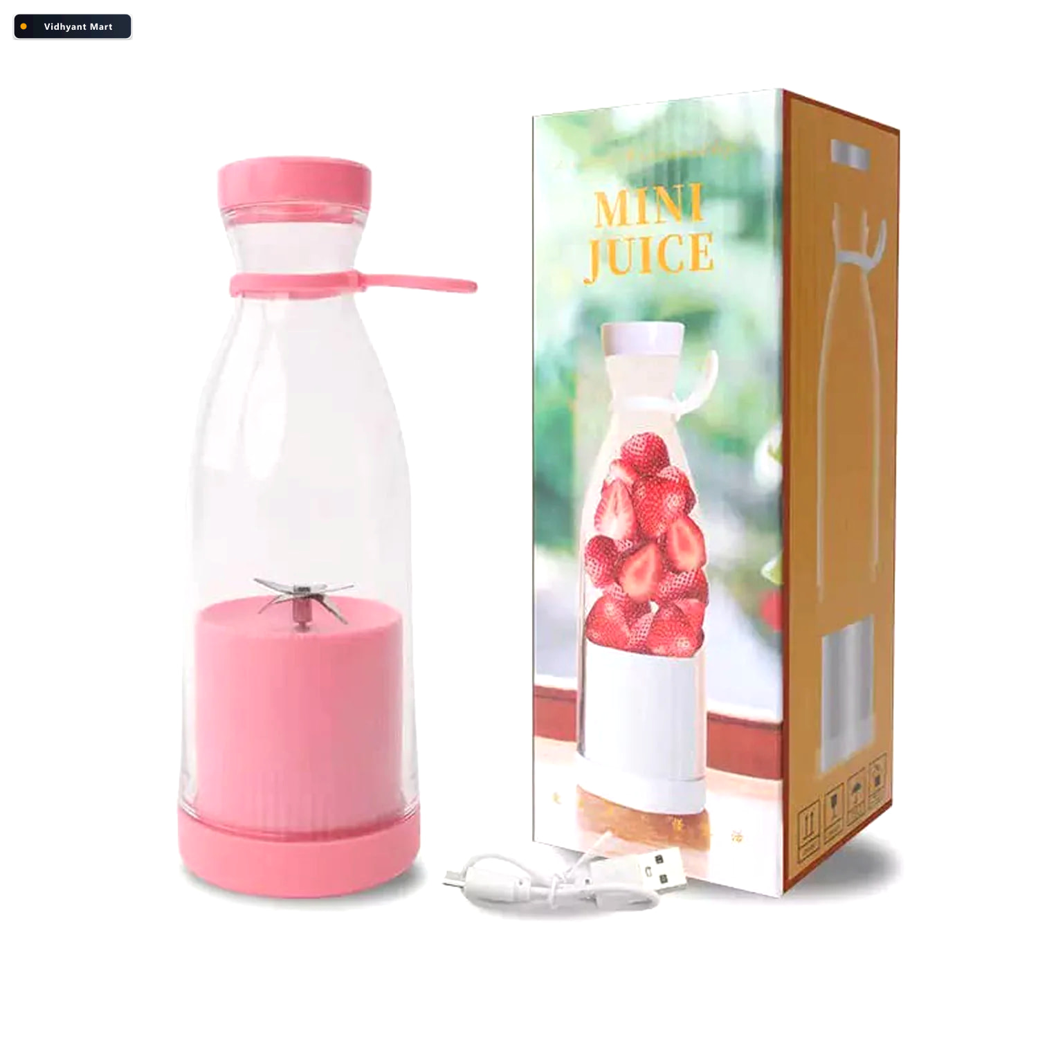 Vidhyant Mart Portable Juicer Blender 420ml Smoothie Maker With 4