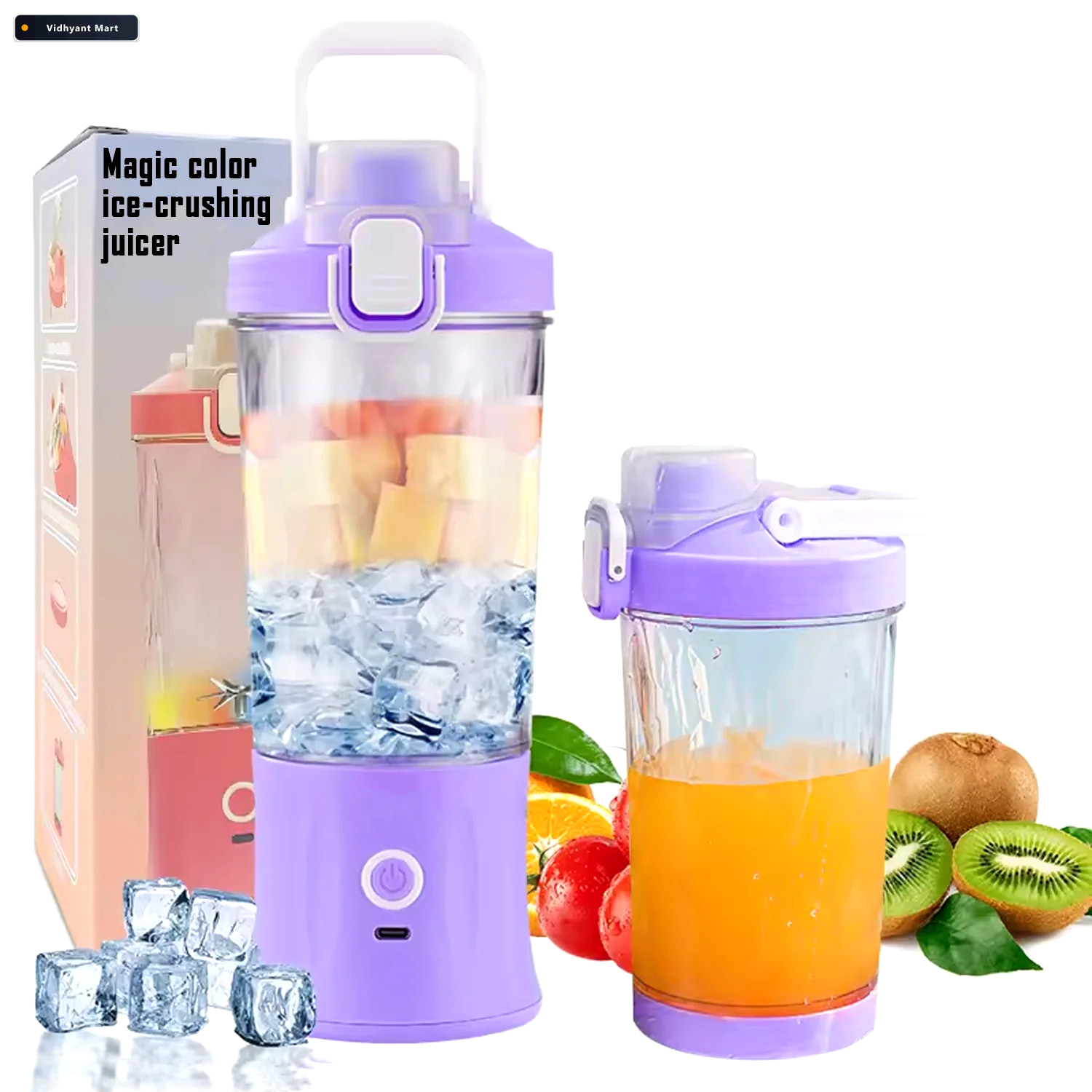 Vidhyant Mart Portable Juicer Usb Rechargeable 8 Blades 600ml In 1