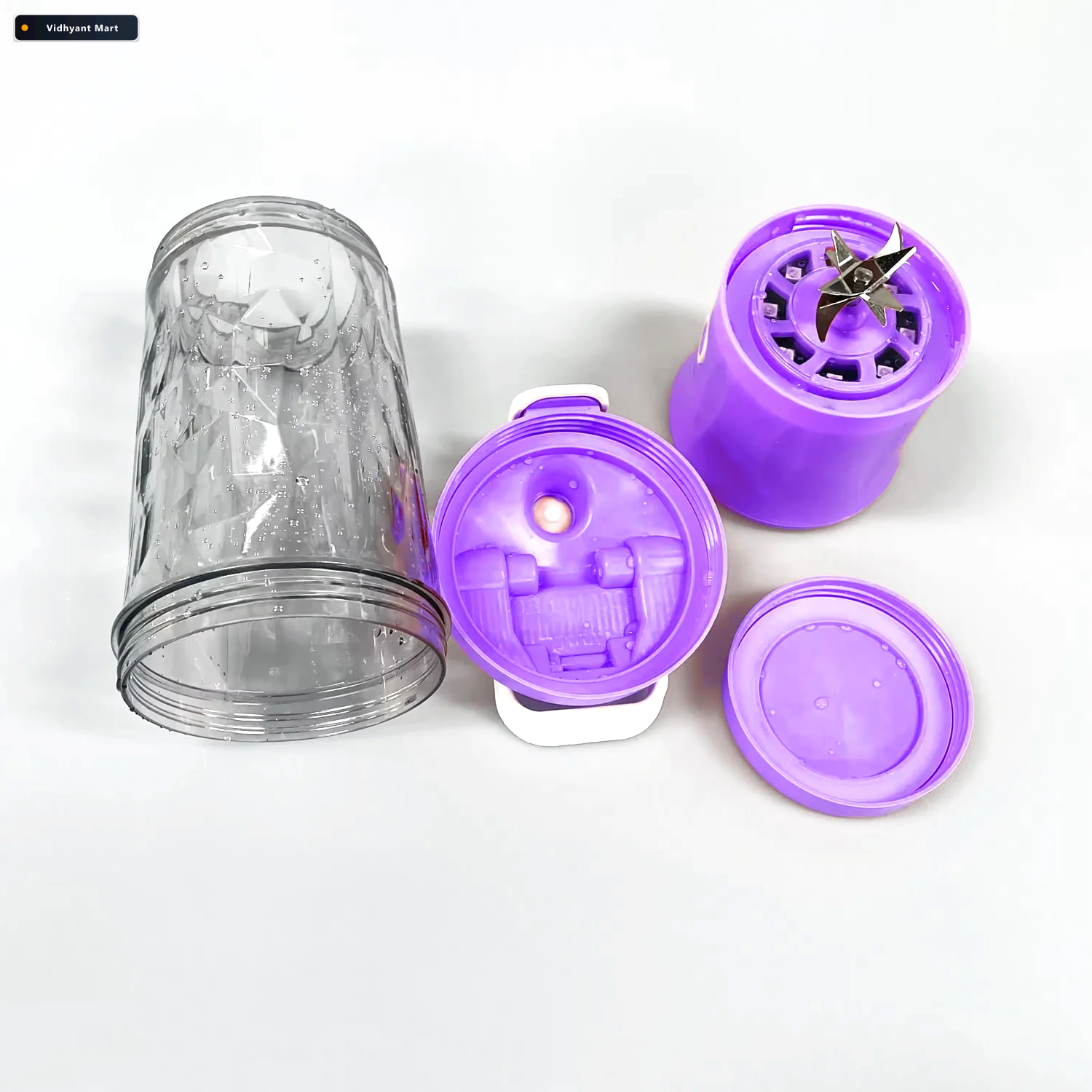 Vidhyant Mart Portable Juicer Usb Rechargeable 8 Blades 600ml In 4