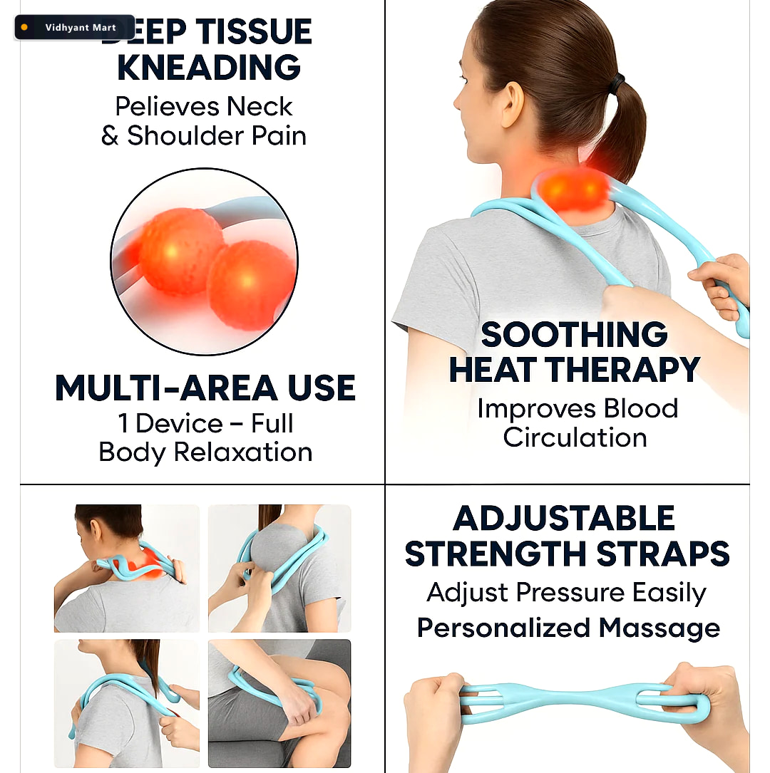 Vidhyant Mart Portable Neck Shoulder Massager Pain Relief Velvet 3