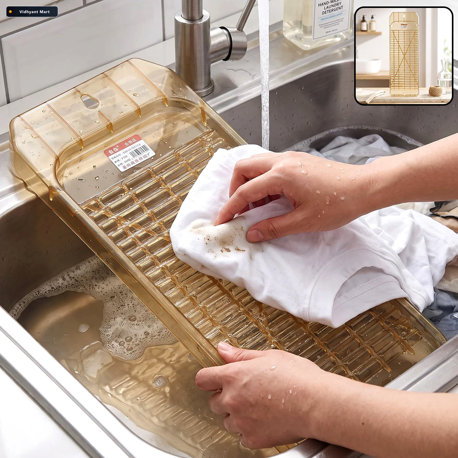 Vidhyant Mart Portable Plastic Laundry Washboard With Ridges For 1